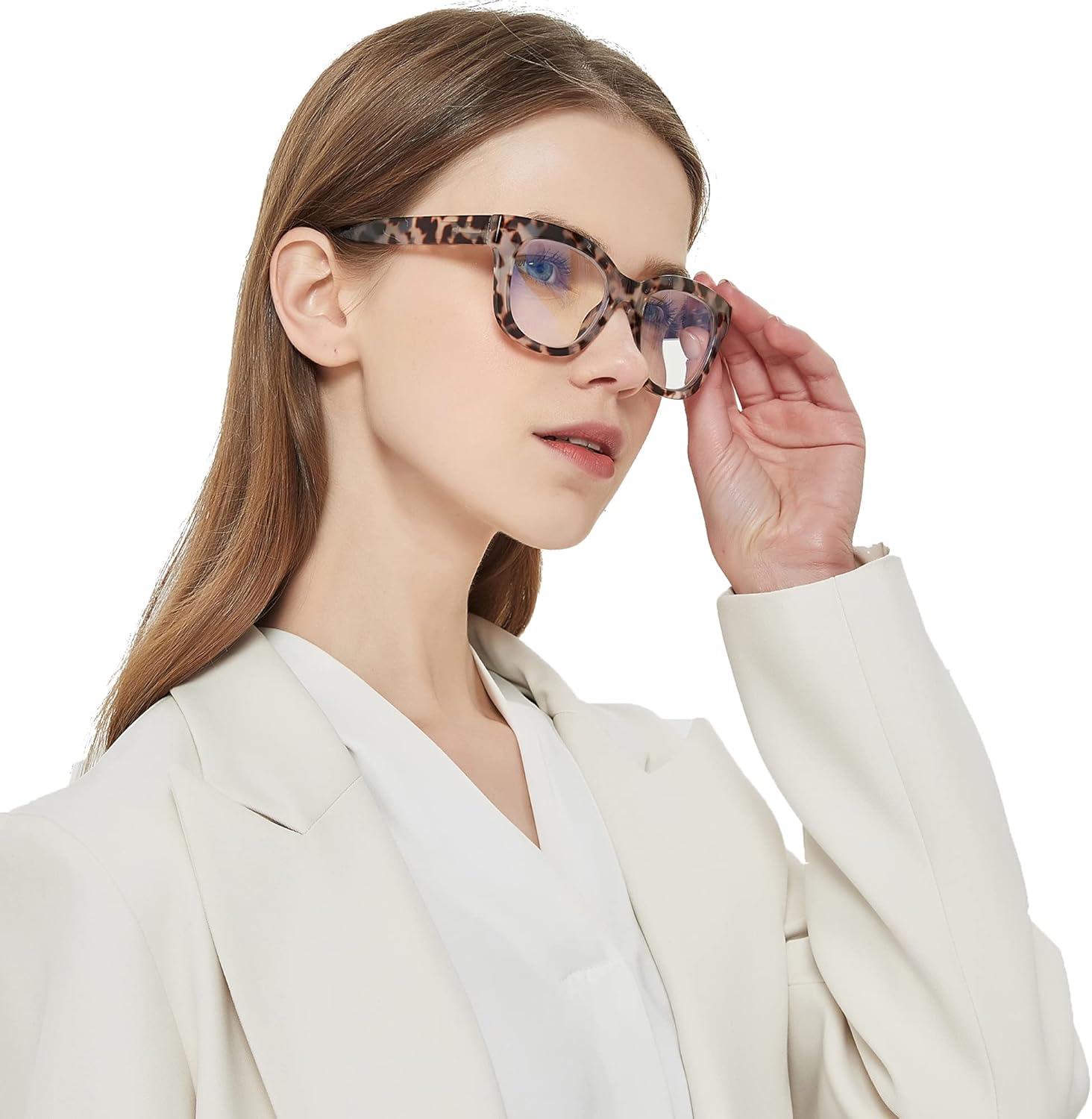 ZXYOO Gafas de lectura de gran tamaño para mujer, paquete de 3 unidades con bloqueo de luz azul, lectores de bisagra de resorte para computadora