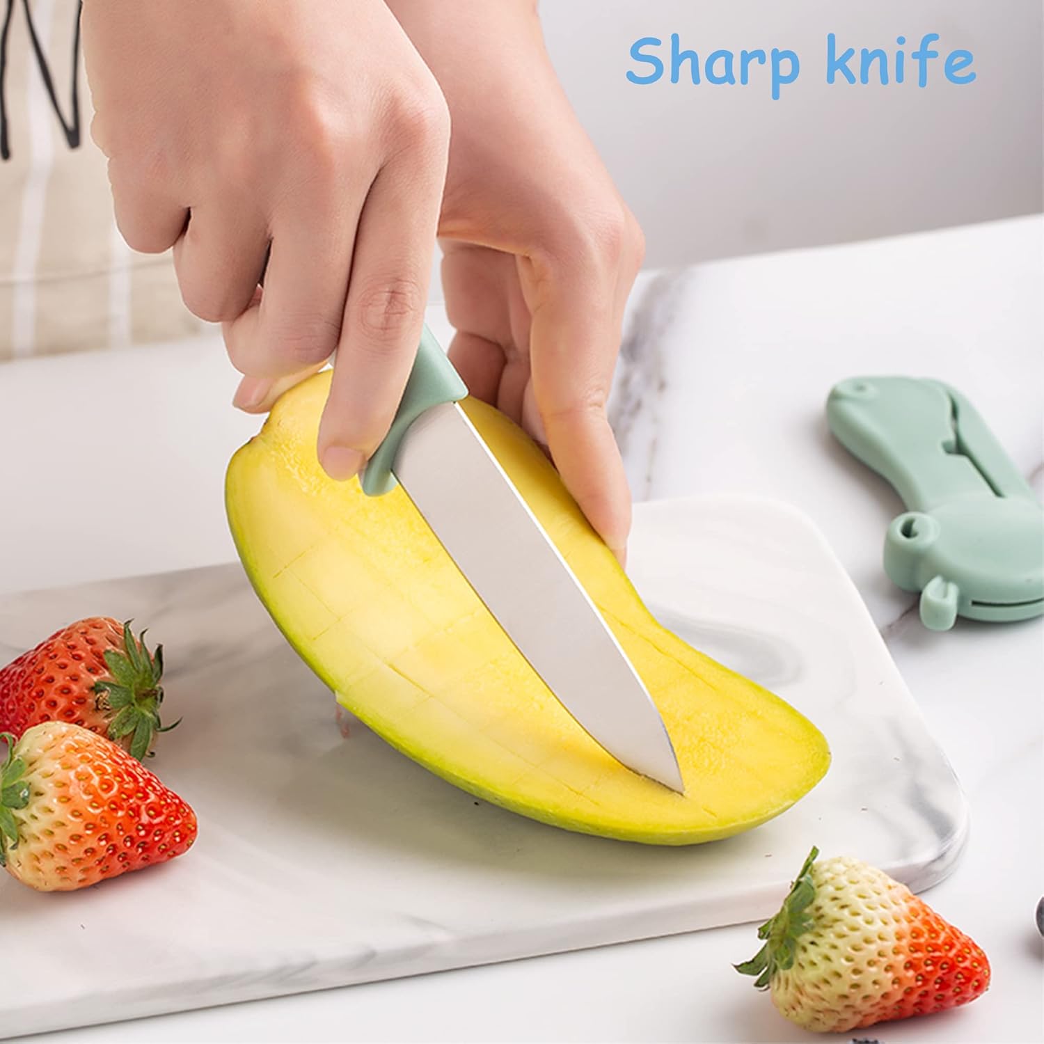 Jonbyi Cuchillo de pelar de 4 pulgadas, cuchillo de cocina  Cuchillo de frutas de acero inoxidable ultra afilado para verduras con cubierta en forma