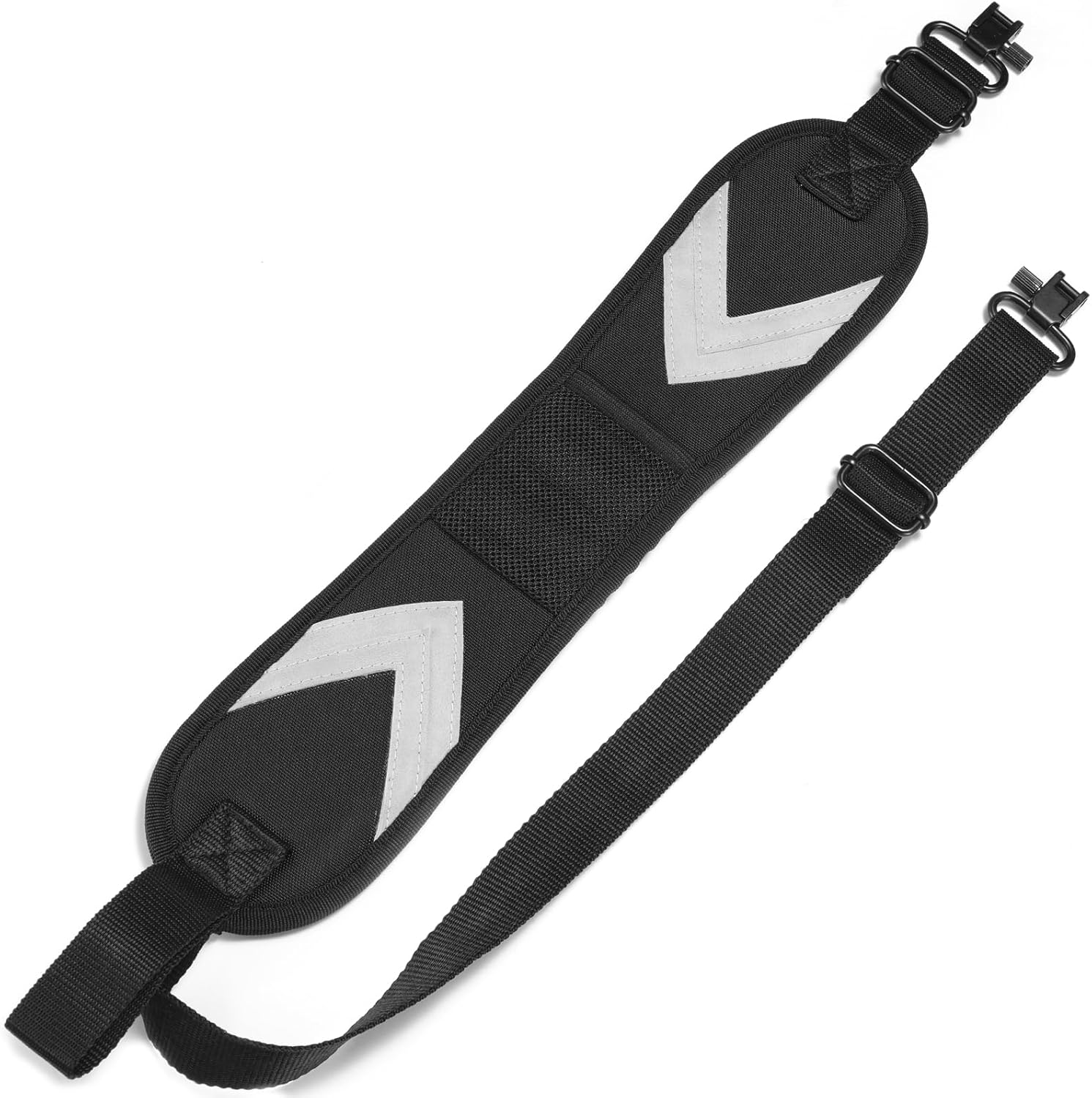 EZshoot Eslinga de rifle de dos puntos con bolsillo de repuesto y giratorios extraíbles, cómodo acolchado de neopreno, correa de pistola de ajuste