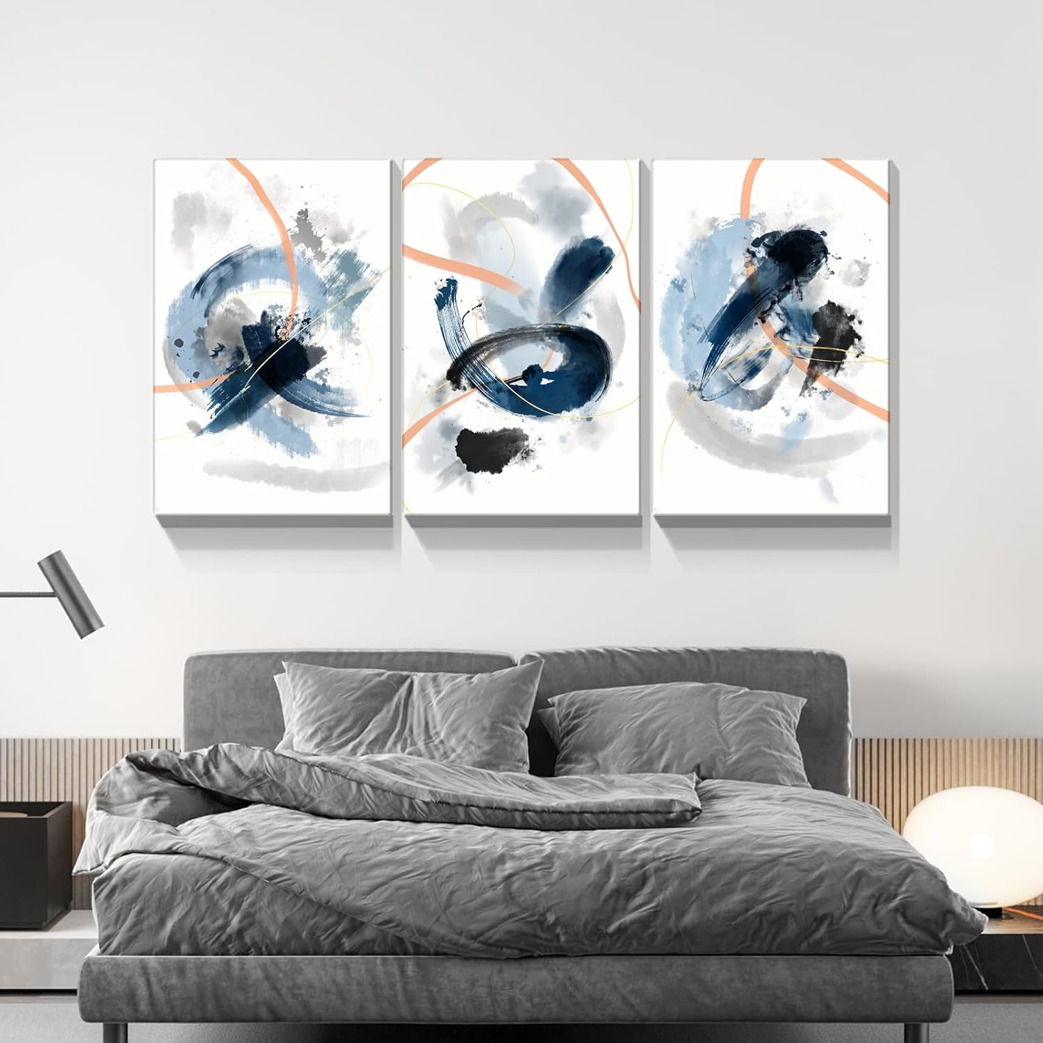 ZKBX – 3 piezas de arte abstracto para pared, pinturas azules, decoración de pared minimalista, póster de graffiti, arte moderno, impresión en