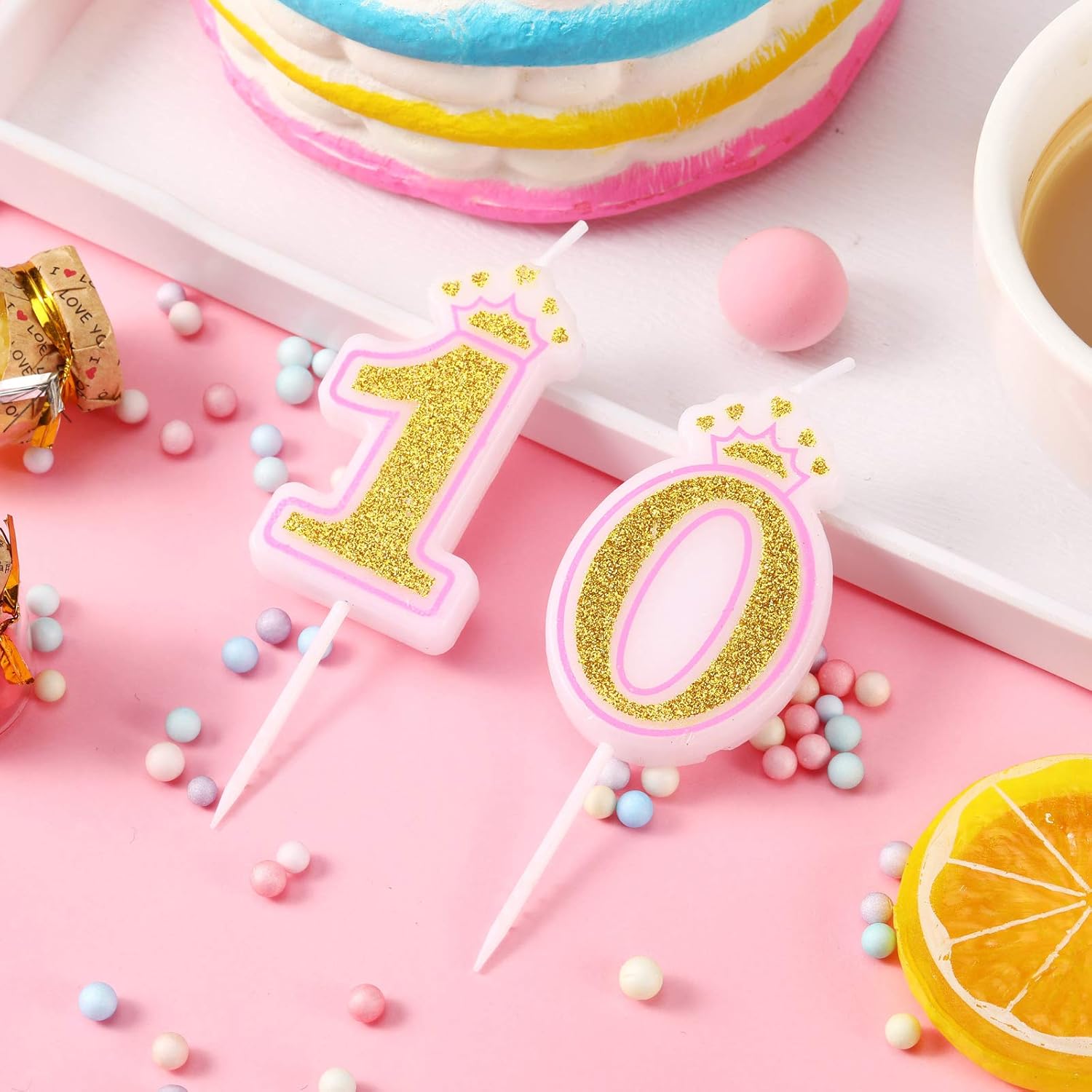 Vela de 10 cumpleaños para niña y niño, vela número 10, velas numéricas para tarta, velas para cumpleaños, bodas, aniversarios, fiestas, suministros