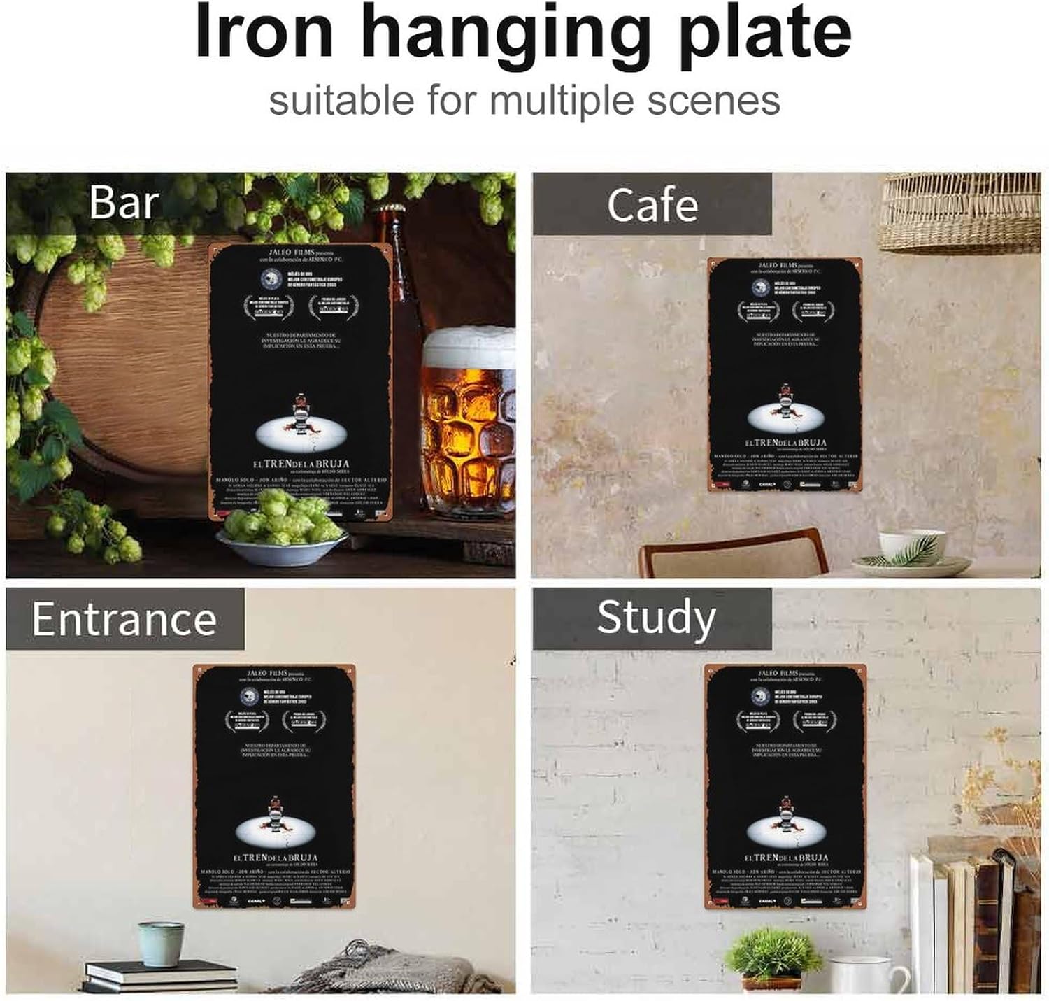 El tren de la bruja (S) – Póster de metal con logotipo de lata para el hogar, decoración de pared, café, 8 x 12 pulgadas
