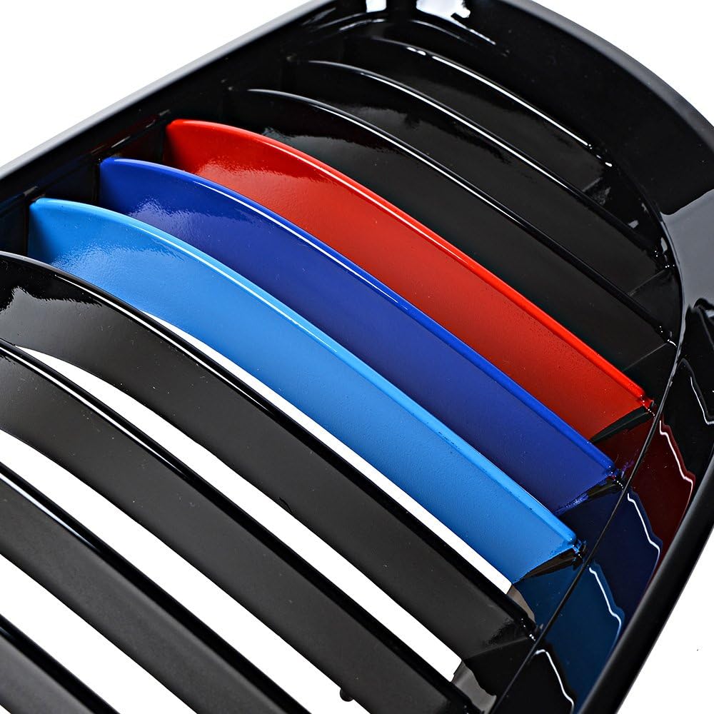 Compatible con la serie 08-13 3 M3 E92 E93 07-10 Coupé E93 06-10 E92 2D 2 piezas negro brillante M Color frontal central rejilla de riñón