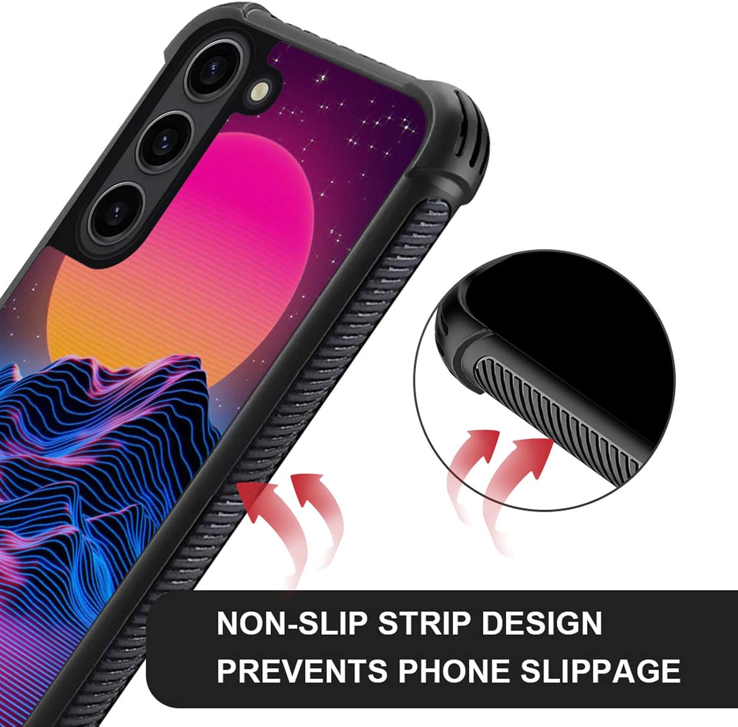 CARLOCA Synthwave – Funda compatible con Samsung Galaxy S23, diseño gráfico de identidad retro, a prueba de golpes, antiarañazos, acrílico duro para