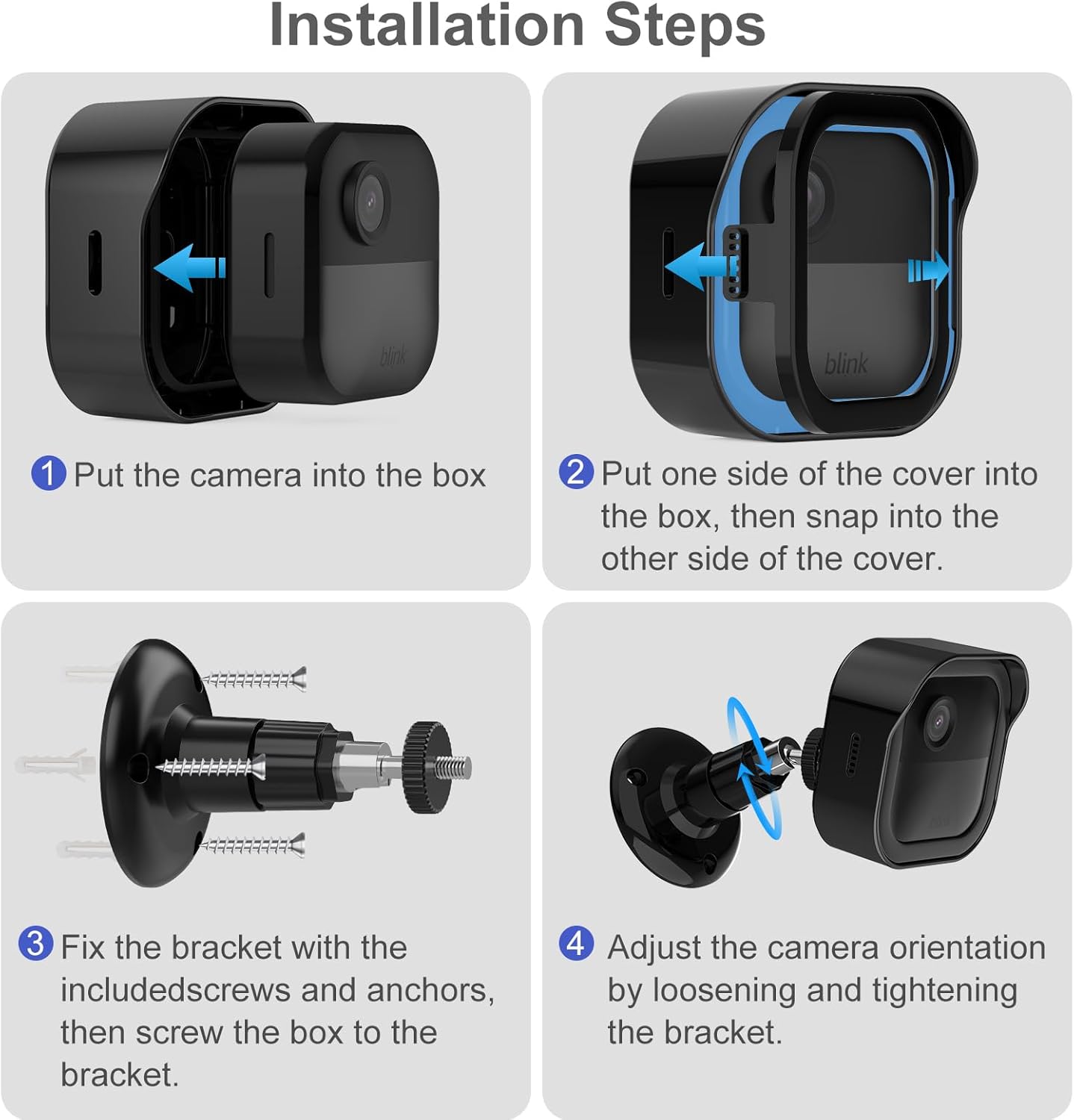 Blink Outdoor 4 (4. generación), carcasa protectora resistente a la intemperie y montaje ajustable de 360 con módulo de sincronización 2 soporte
