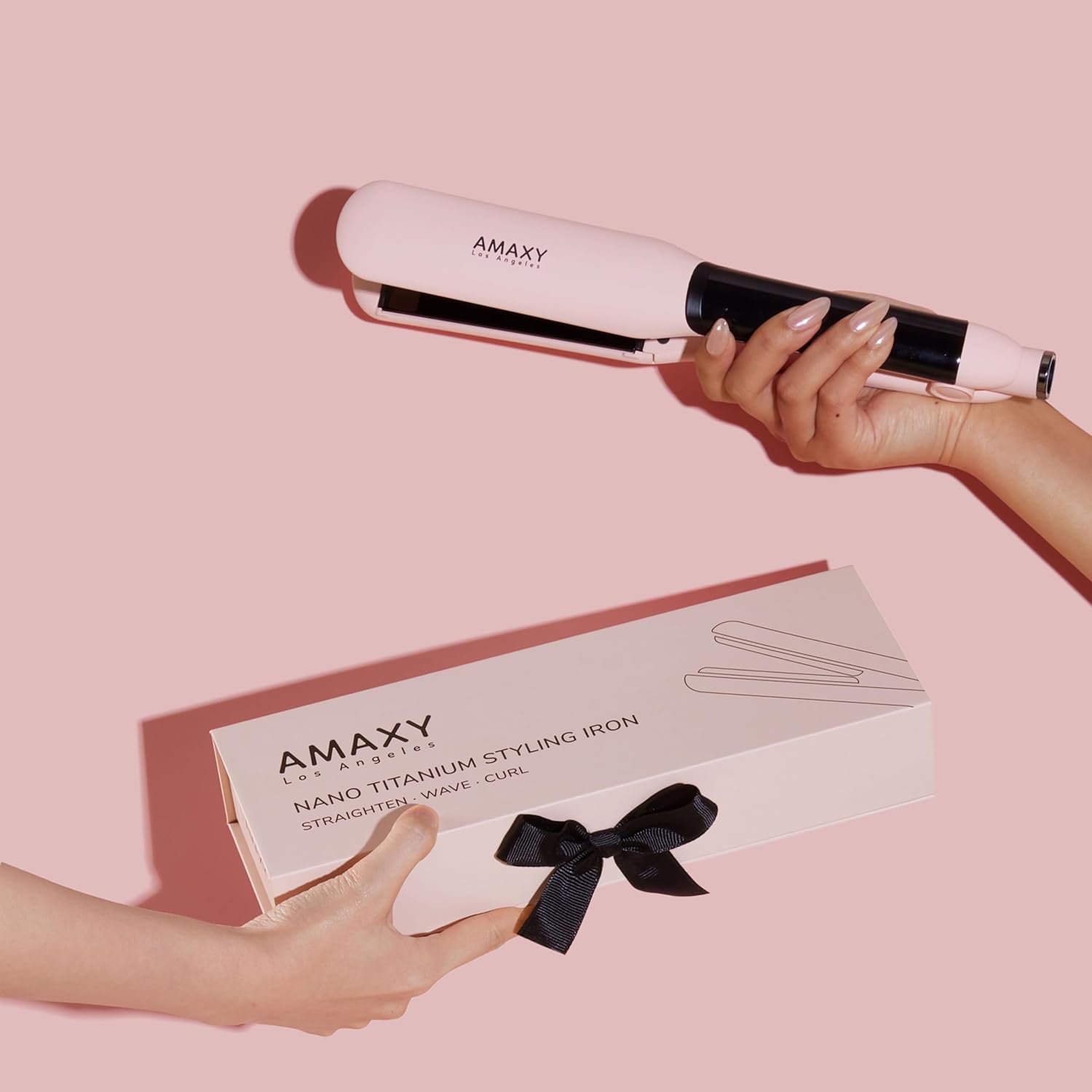 Plancha plana profesional de nanotanio infrarrojo real  Tecnología de calentamiento instantáneo con control de temperatura de 450F en 30 segundos,