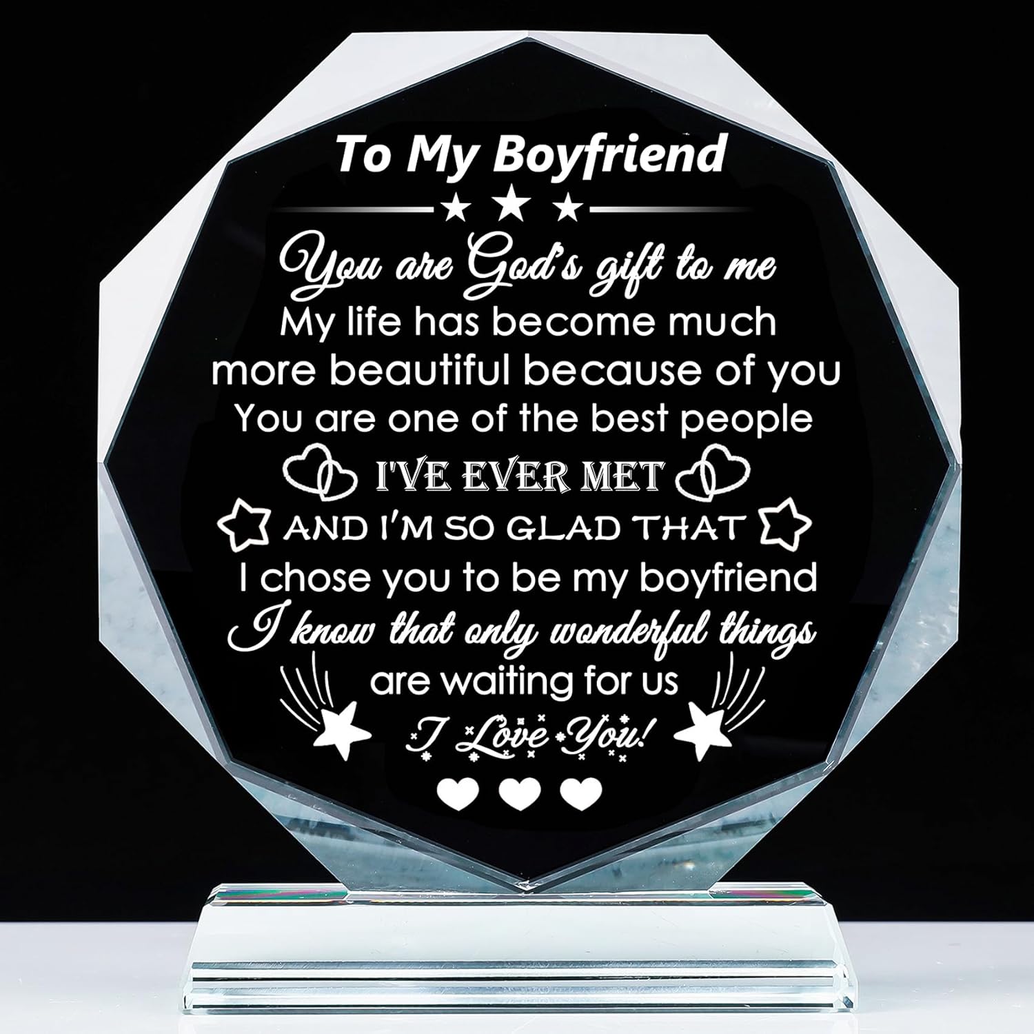YWHL Regalos románticos para novio de novia, recuerdo de cristal único para mi novio, regalos de cumpleaños, aniversario, día de San Valentín,