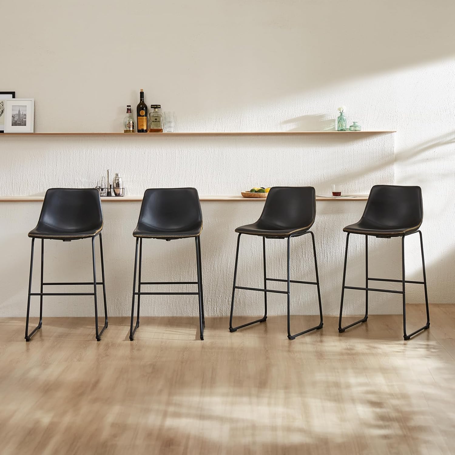 edx Sillas de comedor, sillas de cocina y comedor, cojín de piel sintética y patas de metal, taburetes de bar de altura de mostrador para isla de