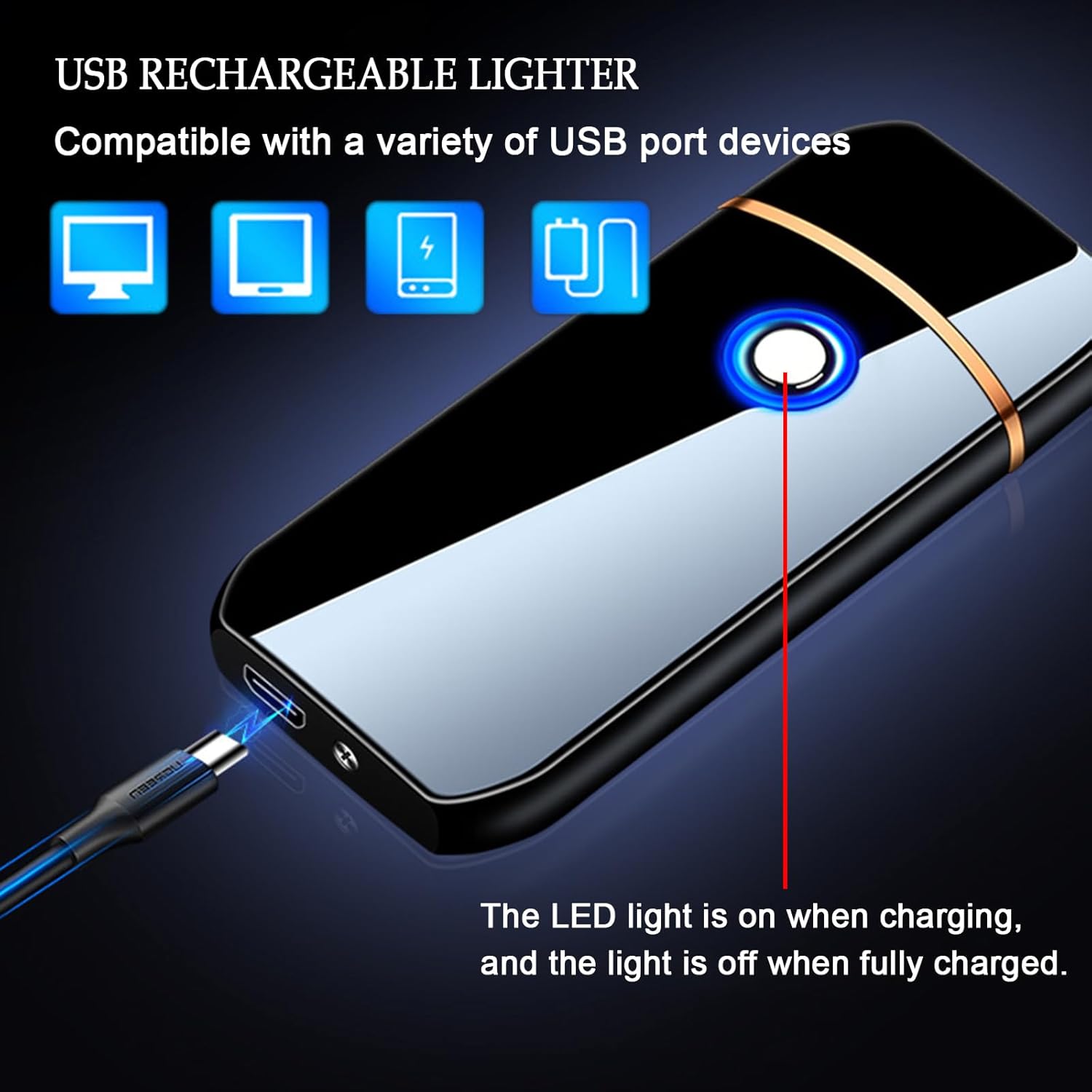 Encendedor electrónico, encendedor eléctrico, encendedor inteligente recargable por USB, encendedores geniales, encendido de doble cara, resistente