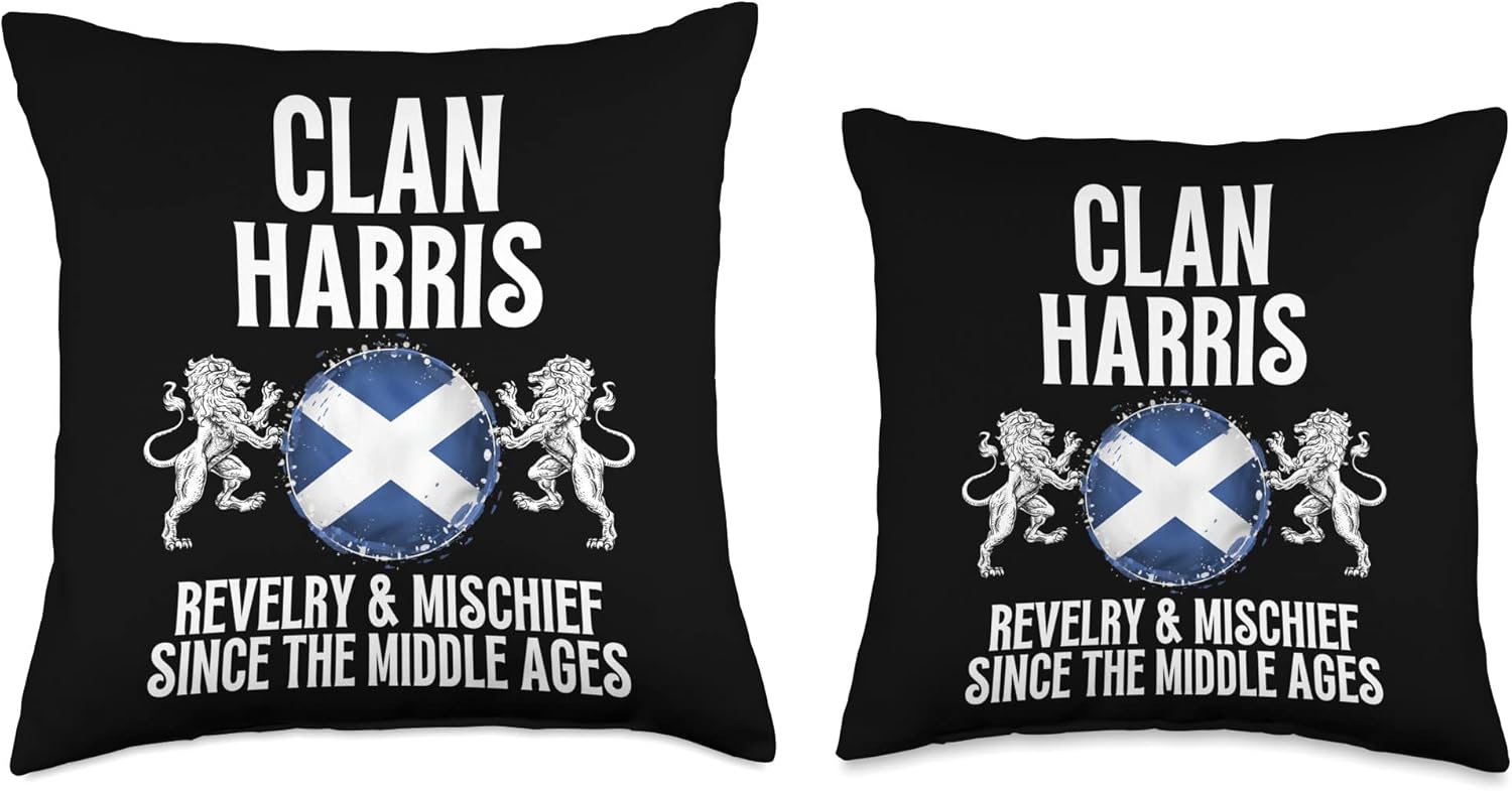 Harris Clan Scottish Family Name Scotland Heraldry Throw Pillow, 16×16, Multicolor