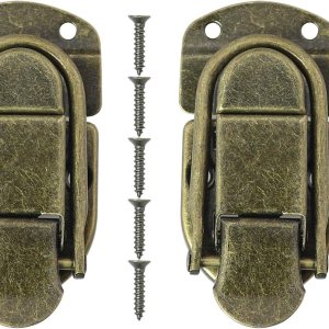 Cierre de hebilla de palanca de bronce con tornillos para caja de joyería pequeña de madera, gabinete de maleta de 1.339 x 2.559 in Cierre de hebilla de palanca de bronce con tornillos para caja de joyería pequeña de madera, gabinete de maleta de 1.339 x 2.559 in