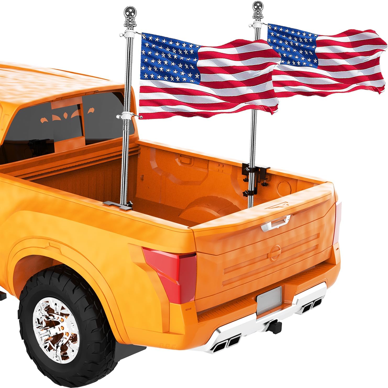 Soporte para mástil de bandera de camión de remolque en la cama, soporte de bandera sin perforaciones para camioneta con riel de cama o sin riel de