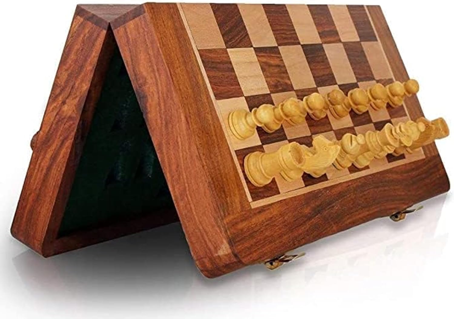 Juego de tablero de ajedrez magnético de madera para adultos y niños, juego de mesa, tamaño tablero de ajedrez plegable de 7 pulgadas, tablero
