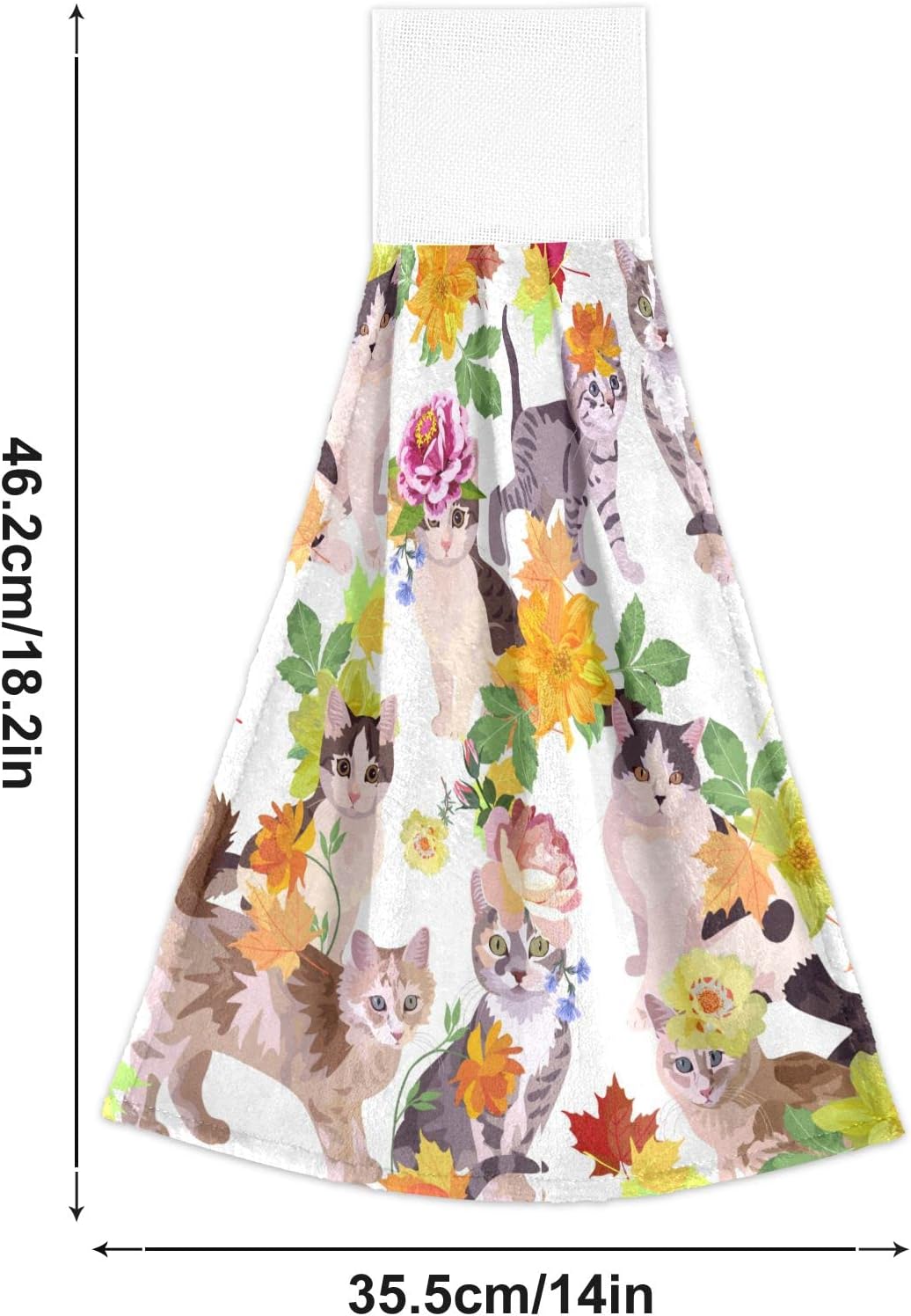 Toallas de mano colgantes para cocina con diseño de gato y arce, bonita toalla absorbente con lazo, 2 piezas de ropa de cama de cocina para baño,