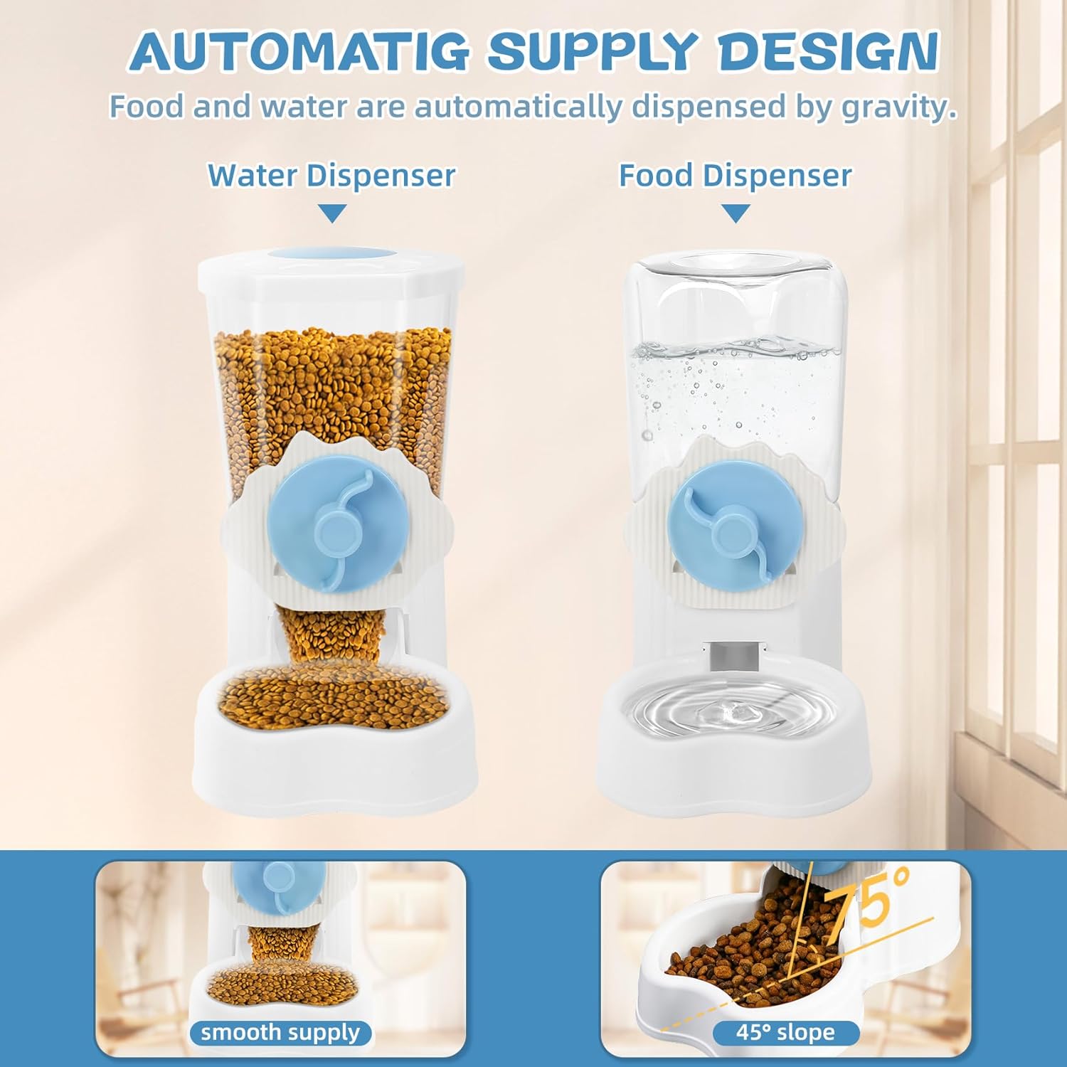 Paquete de 2 dispensadores automáticos de agua para alimentos para mascotas, alimentador automático para conejos y botellas de agua para jaulas,