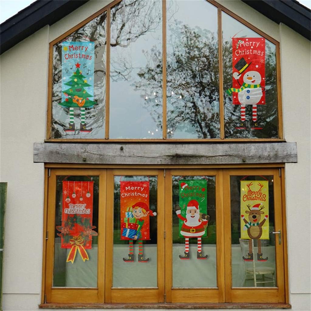 Decoraciones de Navidad, adorno de Feliz Navidad, bandera de Papá Noel, bandera, puerta, ventana, decoración colgante, regalos de Papá Noel, adornos