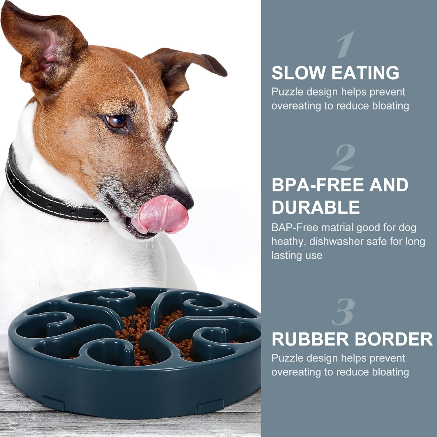 WHIPPY Cuencos de alimentación lenta para perros grandes, medianos y pequeños, tazón de rompecabezas antideslizante para mascotas, cuenco de comida