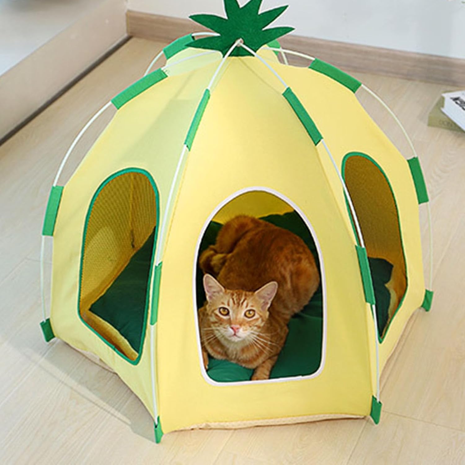 Tipi para mascotas, cama portátil para interior tipo tipi para perros, linda casa de refrigeración para mascotas, desmontable y lavable con malla
