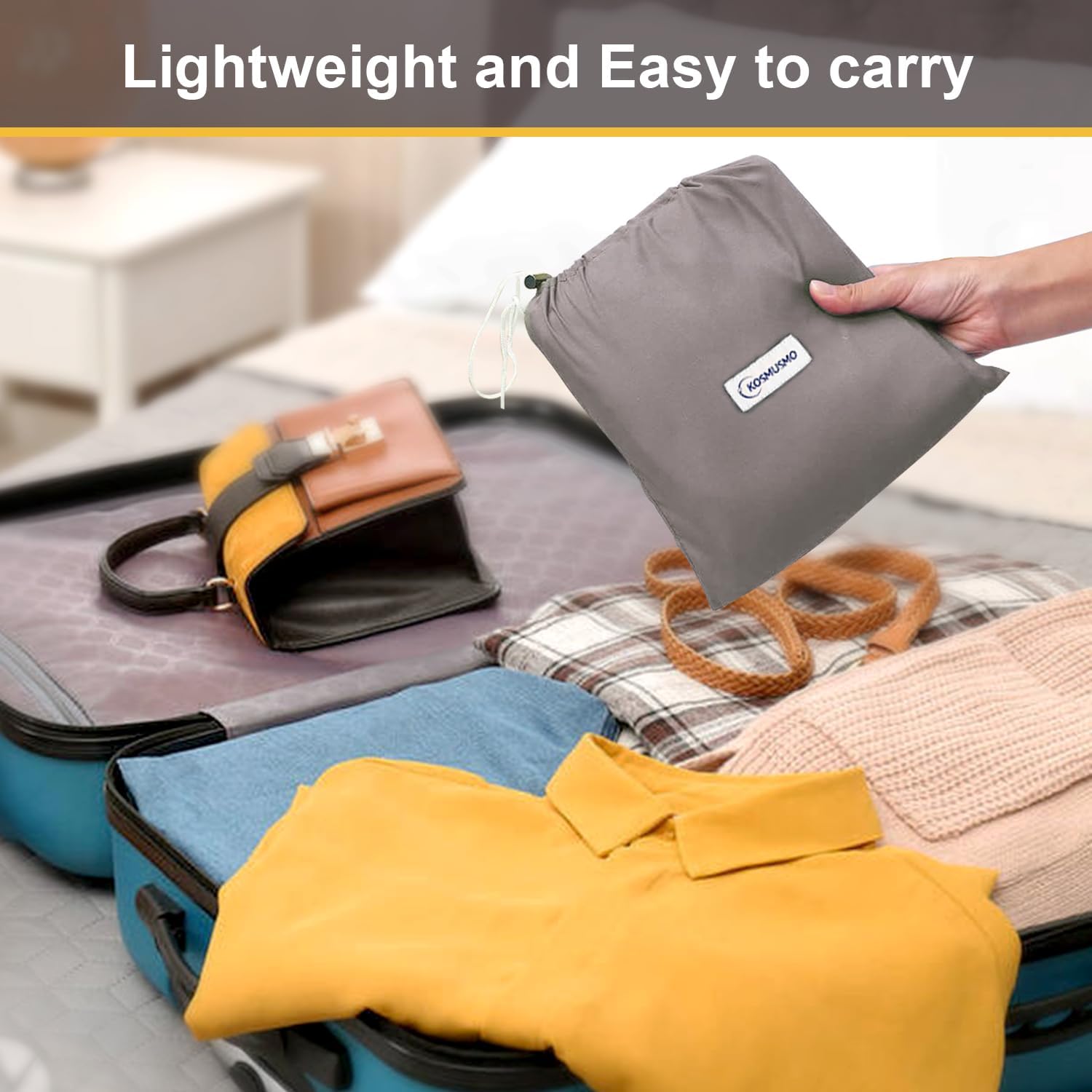 KOMUSMO – Forro para saco de dormir con cremallera, saco de dormir ligero de viaje, portátil, compacto, para campamento, longitud completa y 4