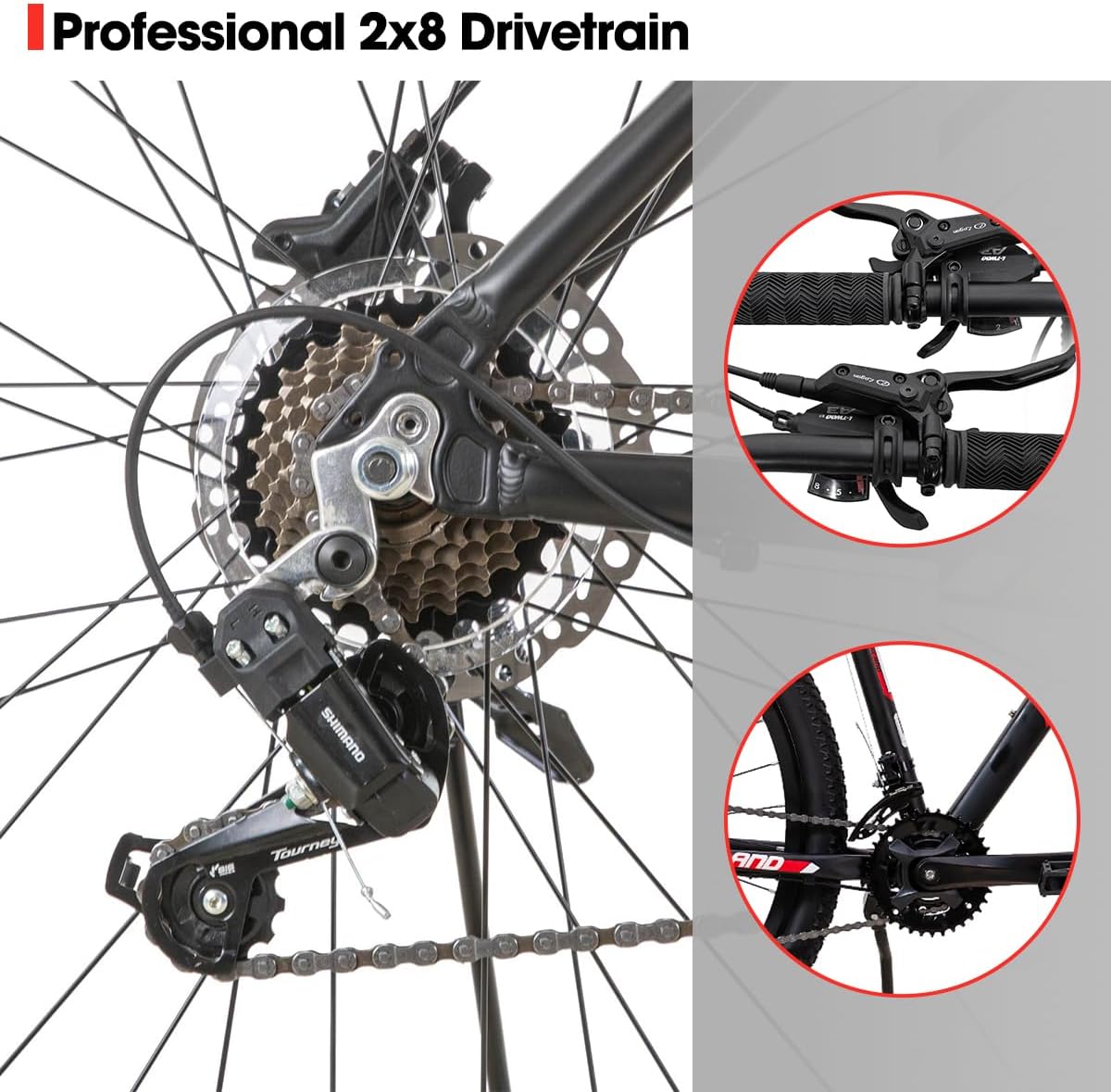 Hiland – Bicicleta de montaña de 29 pulgadas para hombre, marco de aluminio, frenos de disco hidráulicos delanteros y traseros, horquilla de
