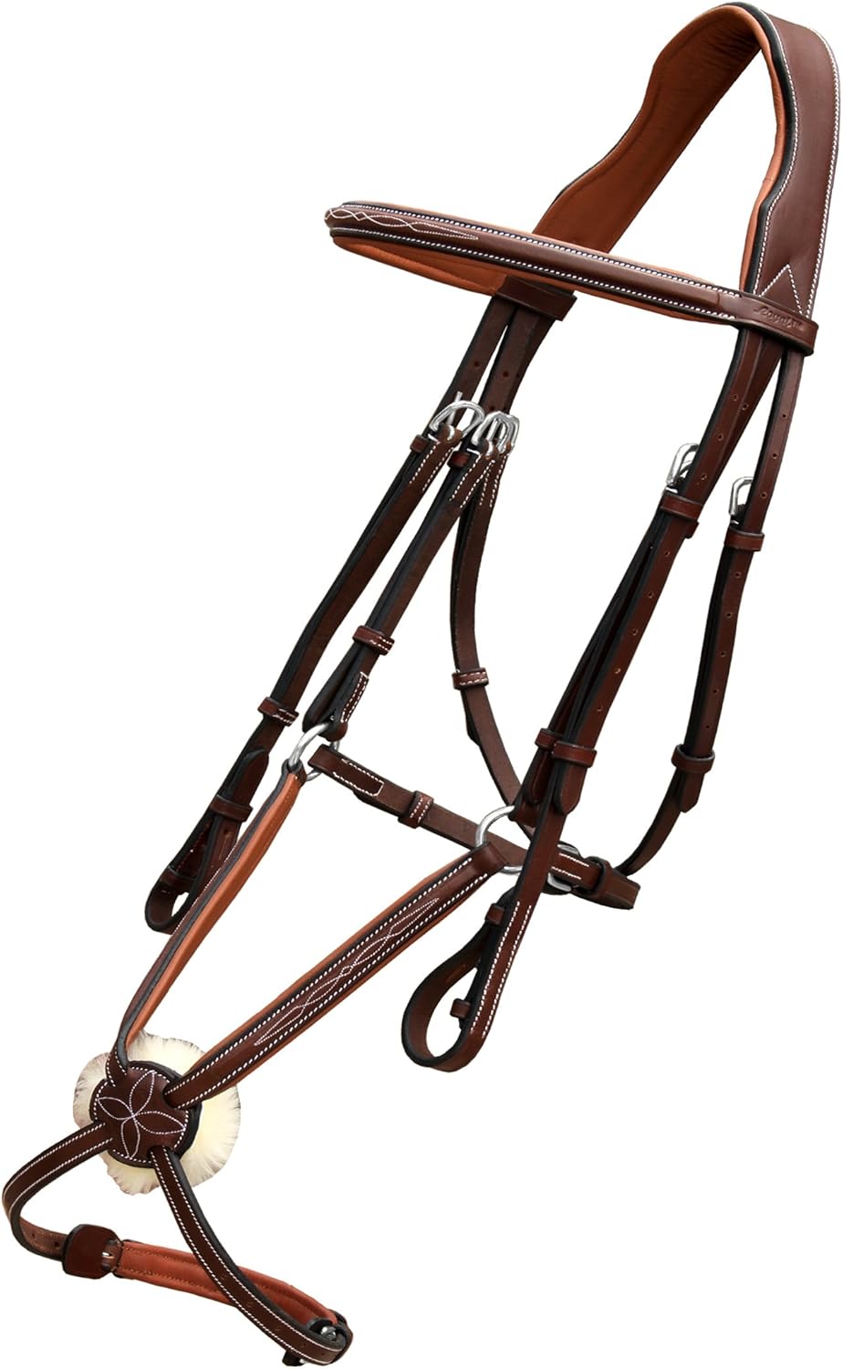 Exion Jumping Horse Bridle – Figura 8 cosida de diseñador con varillas de goma y hebillas SS