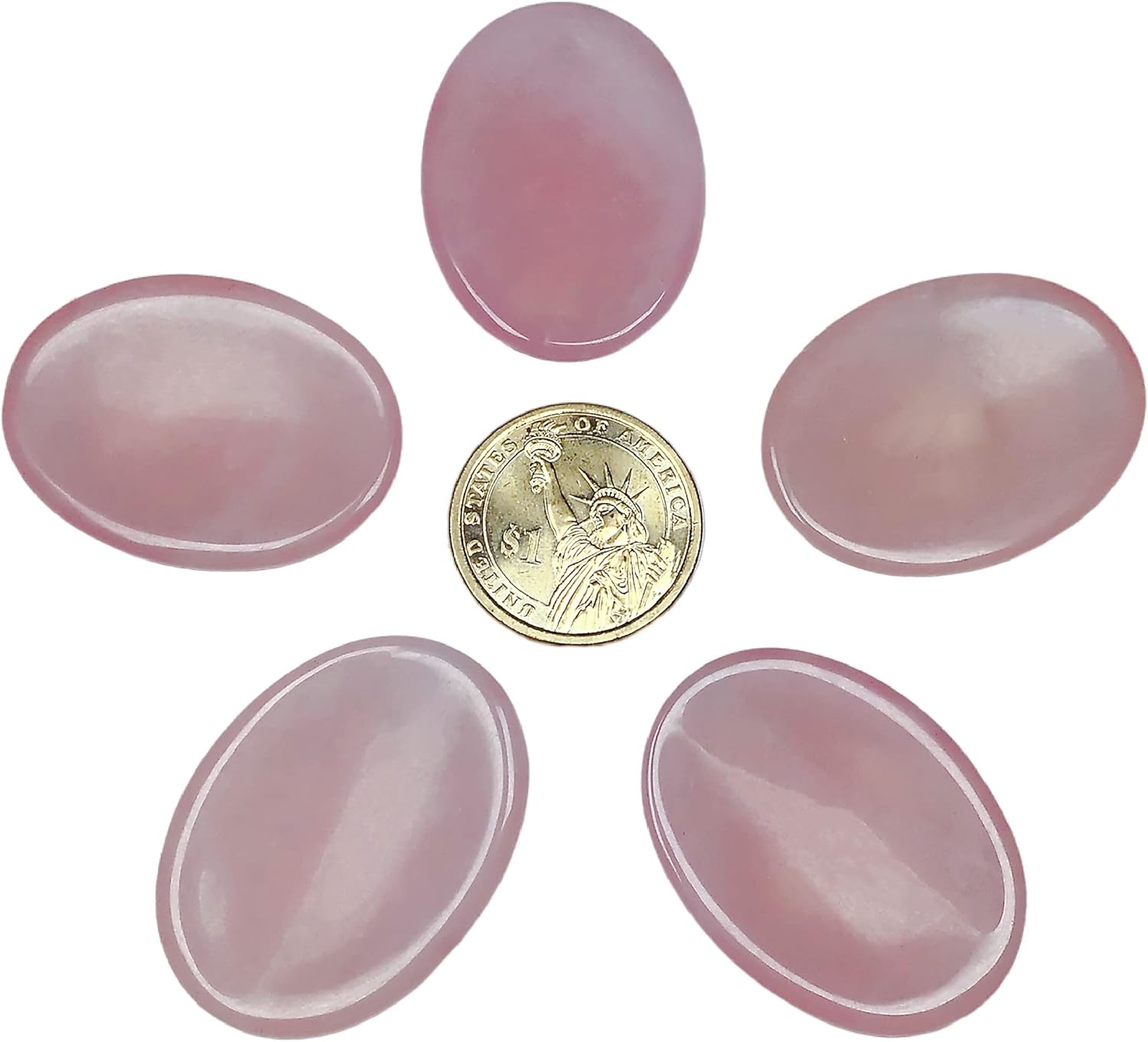 Juego de 4 piedras de cristal curativo natural para el pulgar para aliviar la ansiedad, piedras preciosas ovaladas de bolsillo, piedras preciosas a