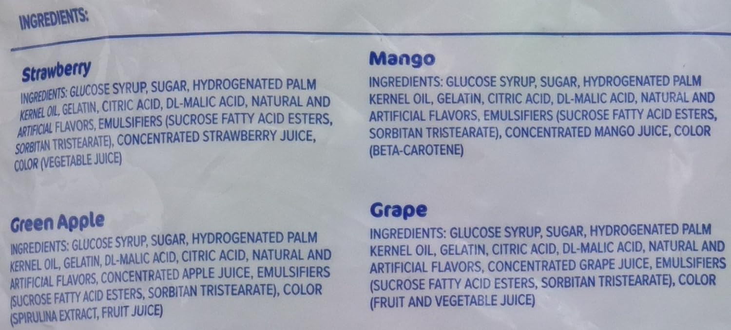 Morinaga Hi, surtido de masticables saborizados 17.64 onzas, más de 100 frutas masticables individualmente envueltas, mango, uva, fresa, manzana