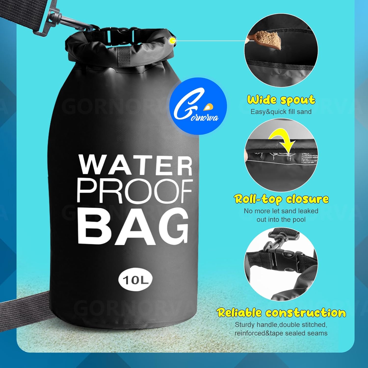 GORNORVA Pesas universales para escalones de piscina, no más roturas sobre el suelo, pesos plegables para escalera de piscina (10 L), bolsas de