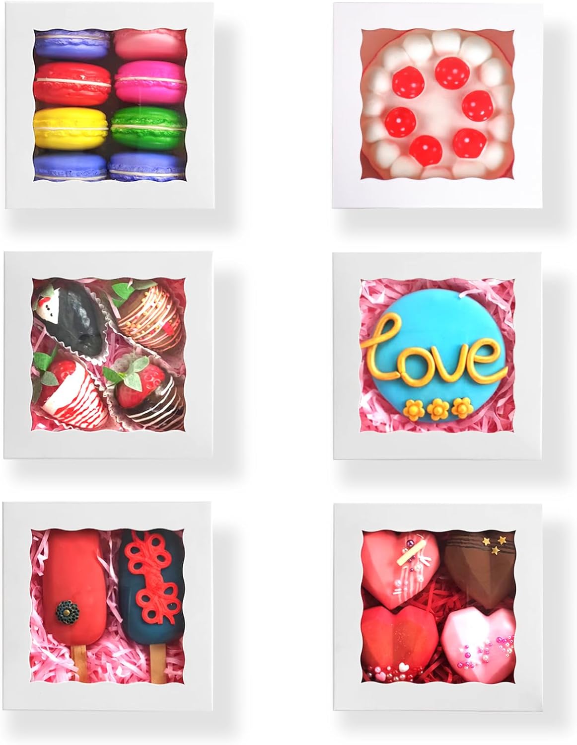 100 cajas de galletas de 5 x 5 x 2 pulgadas, cajas de panadería, cajas de fresas, cajas de bombas de chocolate, cajas de hoz para tartas, cajas de