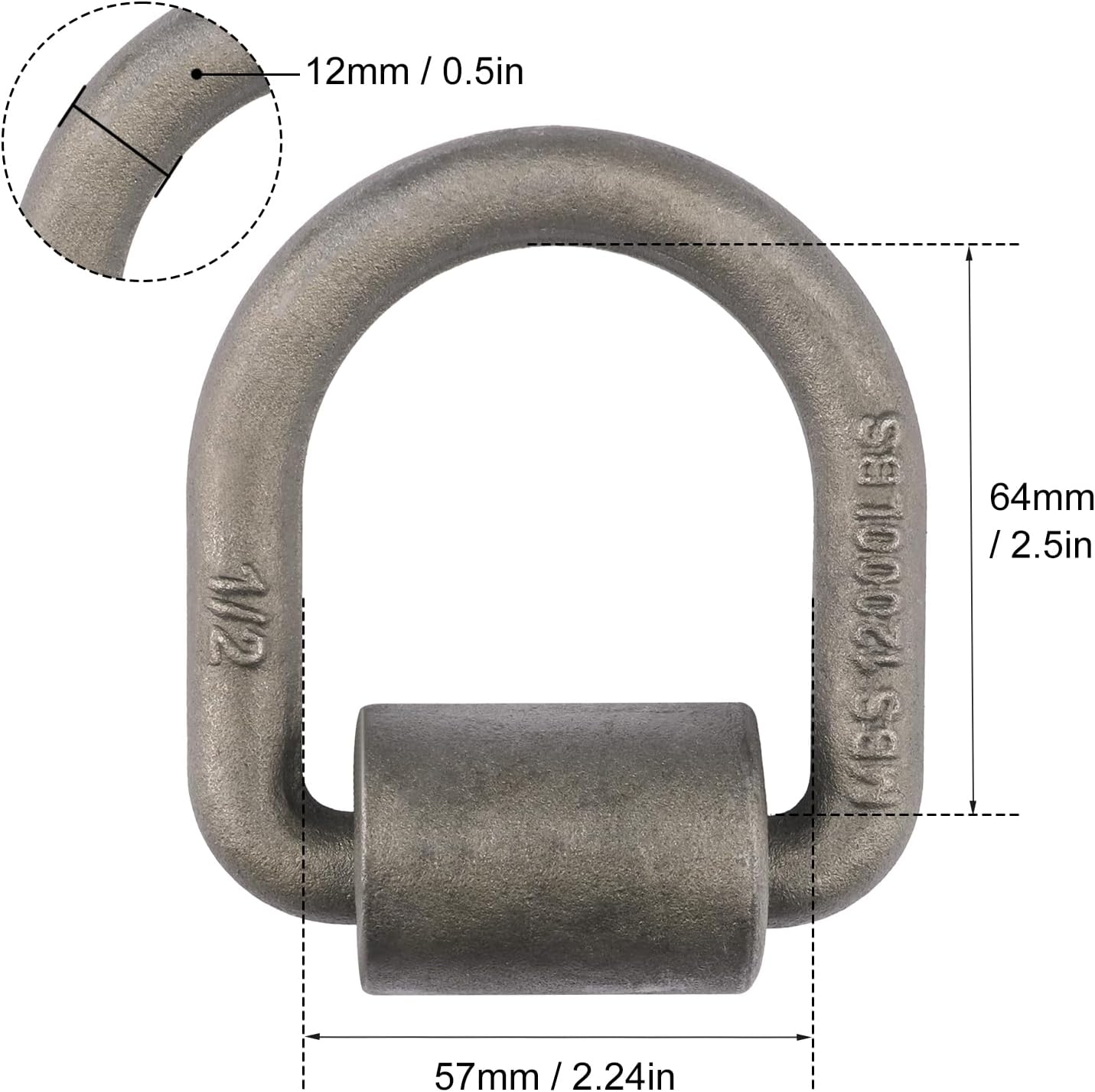 Paquete de 6 anillos de soldadura de 12 pulgada en D, anclaje de anillo en D para remolques para asegurar cuatrimotos, vehículos utilitarios,