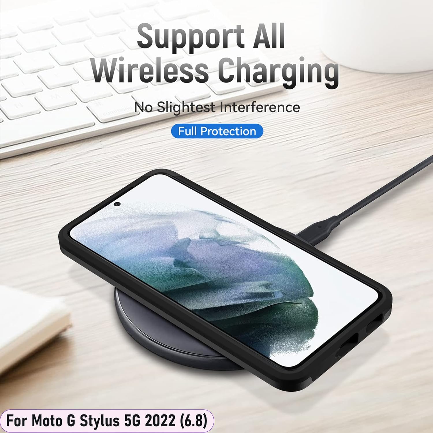 LMDAMZ Funda híbrida de doble capa de grado militar resistente a los golpes para Moto G Stylus 5G 2022 de 6.8 pulgadas con 1 soporte magnético para