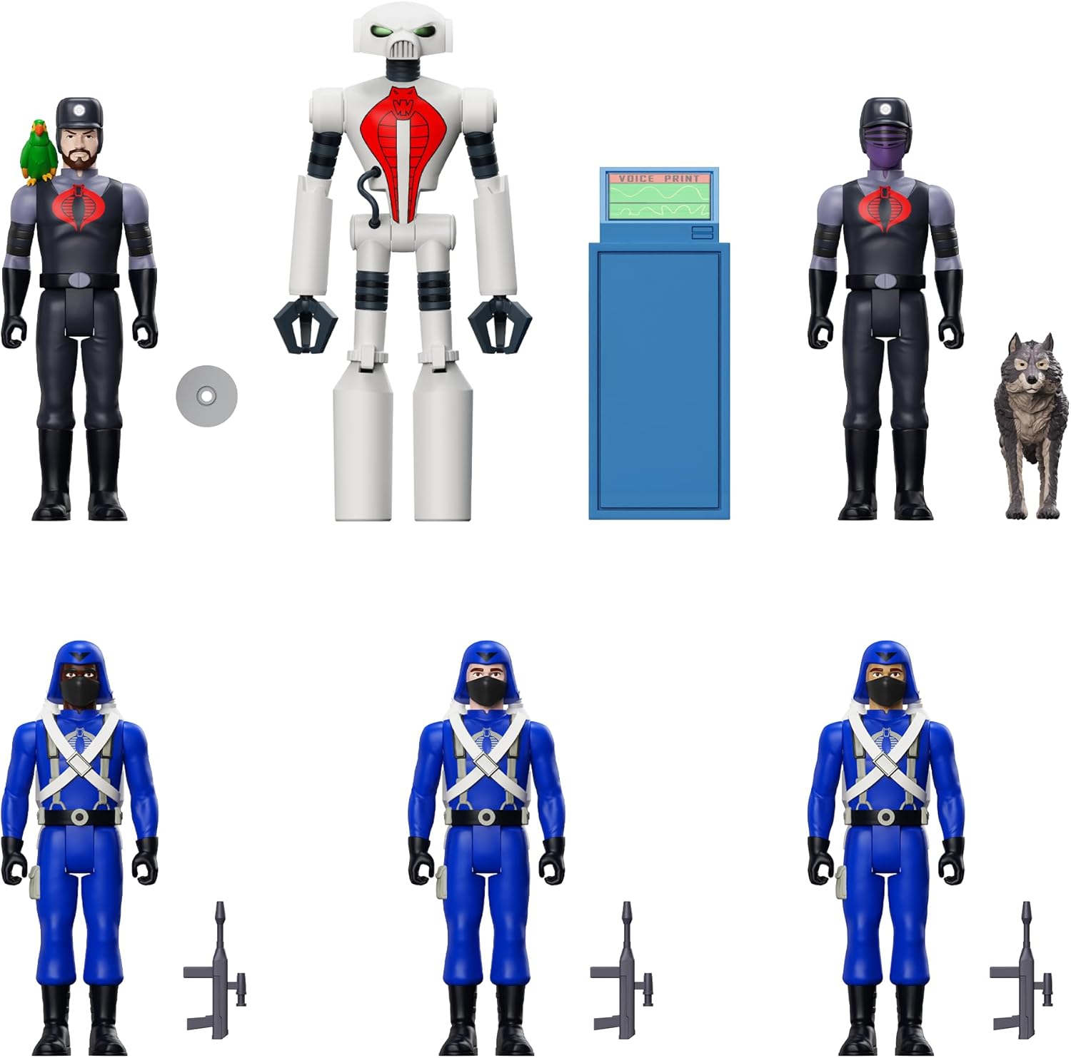 Super7 G.I. Joe Pyramid of Darkness Pack con ojos de serpiente, naufragio, serpientes y robot de seguridad Cobra  (paquete de 6) figuras de acción