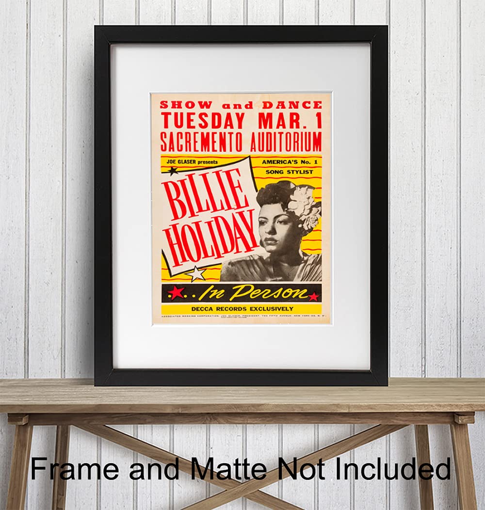 Billie Holiday Poster Wall Art & Decor – LARGE 11X14 – Vintage Concert Posters – African American Wall Art – Black Art – Musician Gifts – Black