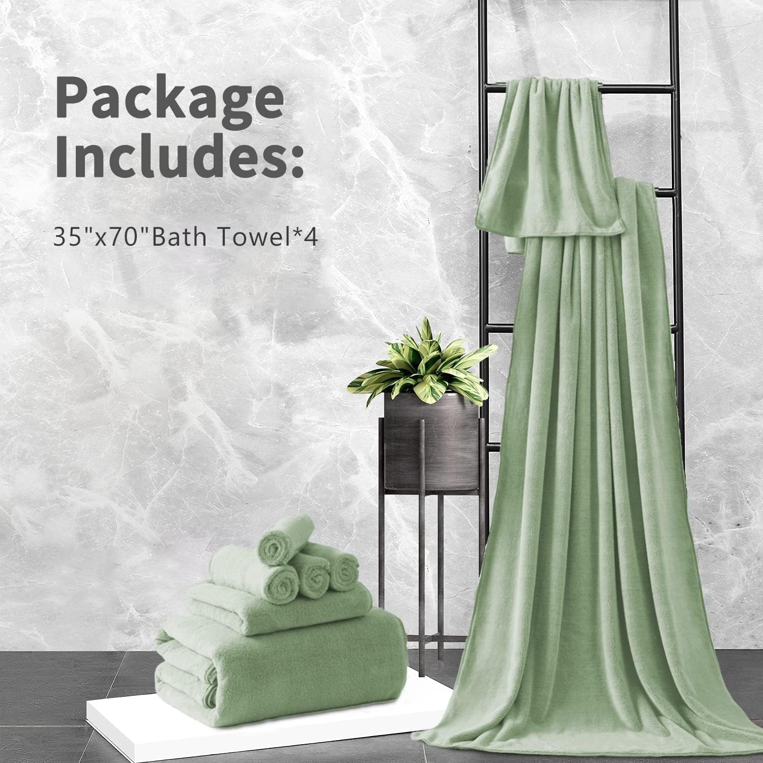 Toalla de baño, toalla de baño de gran tamaño (35 x 70 pulgadas), paquete de 4 toallas de baño extra grandes de 700 GSM, juego de toallas de baño