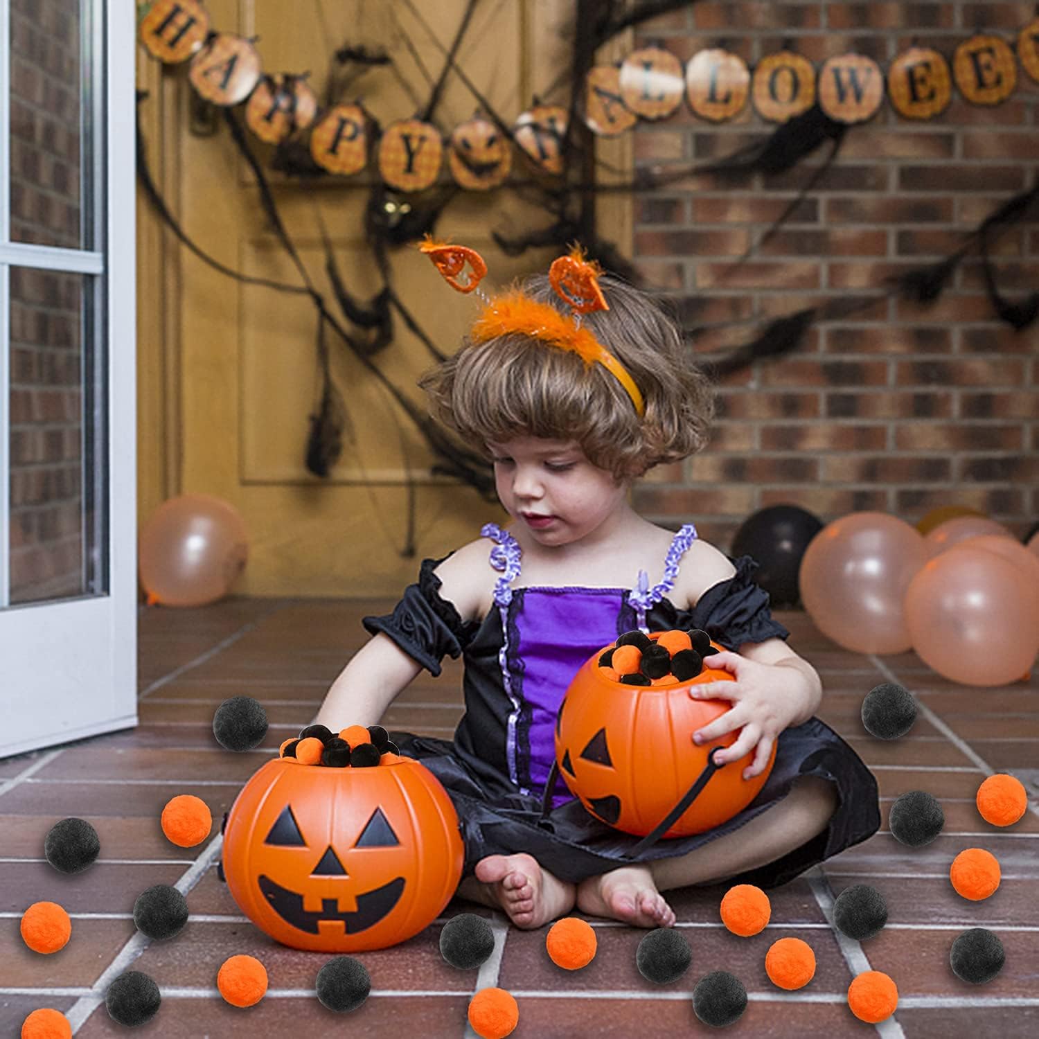 36 bolas de pompón de acrílico para disfraz de Halloween, decoración de pompones grandes para manualidades, bolas de pompones suaves y mullidas para