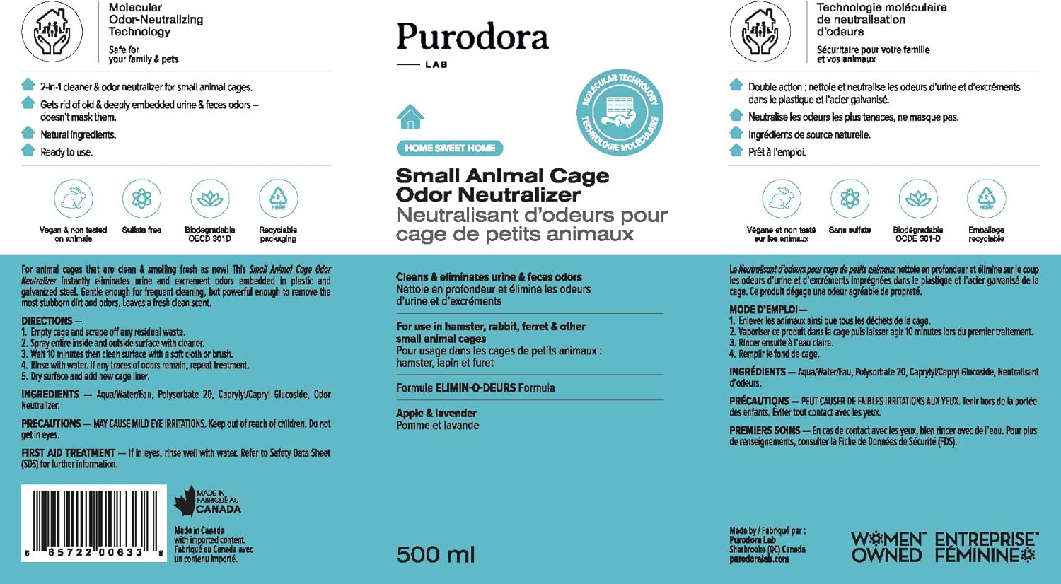 Neutralizador de olores de jaula de animales pequeños, limpia y elimina los olores de orina y heces, para uso en jaulas de hámster, conejo, hurón y