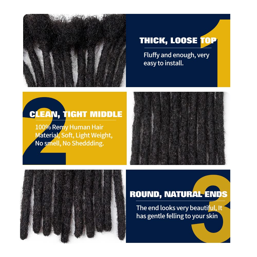 Extensiones de cabello 100% humano de 6 pulgadas, 0.2 in de ancho, 30 hebras hechas a mano, extensiones de rastas permanentes para mujereshombres,