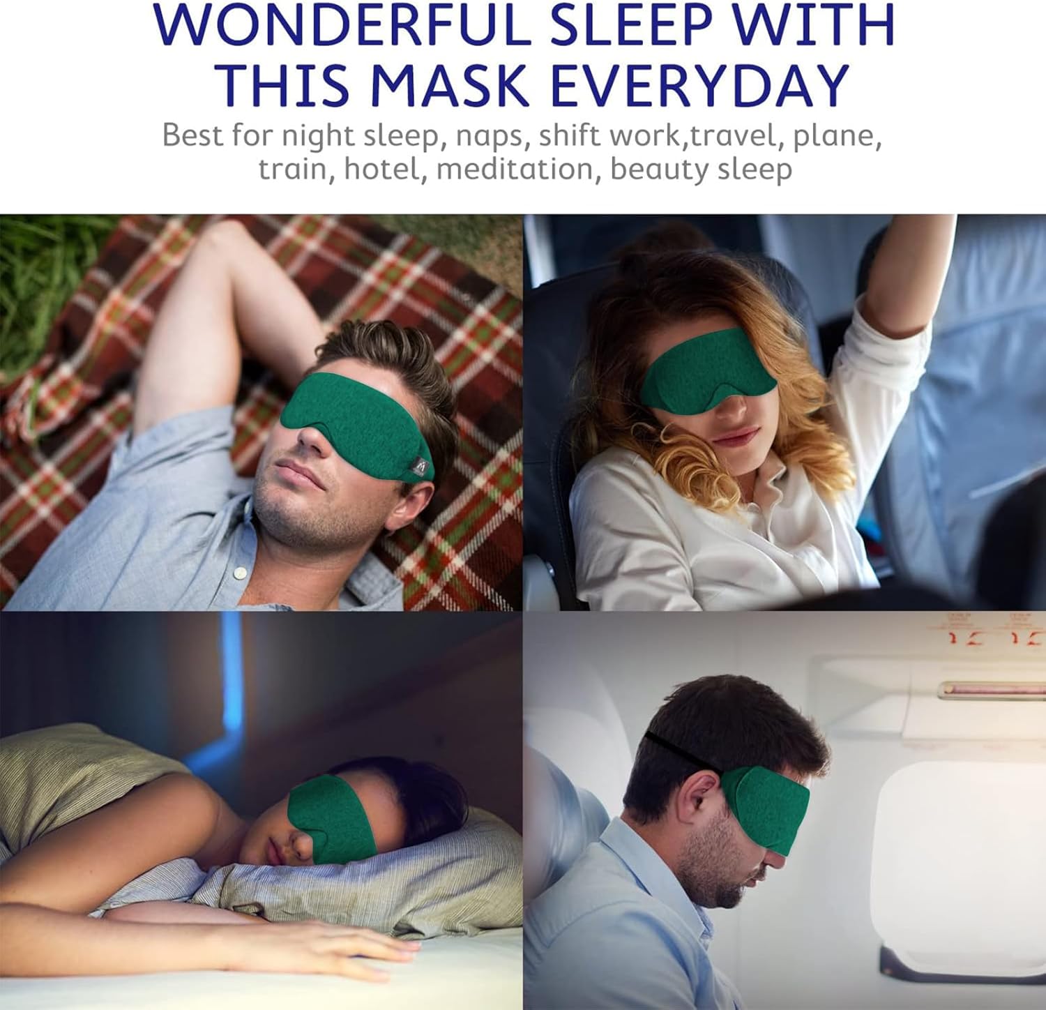 Mavogel Antifaz de algodón para dormir, transpirable, con bloqueo de luz, suave y cómoda para hombres y mujeres, cubierta de ojos para