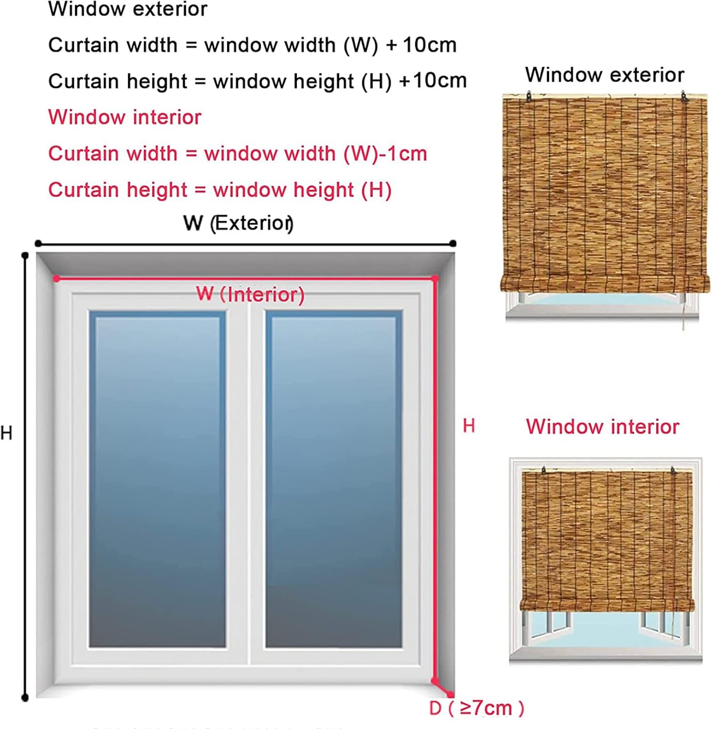 Persianas enrollables para exteriores, cortinas enrollables de bambú, cortinas romanas con elevador, protección solar, cortina enrollable para