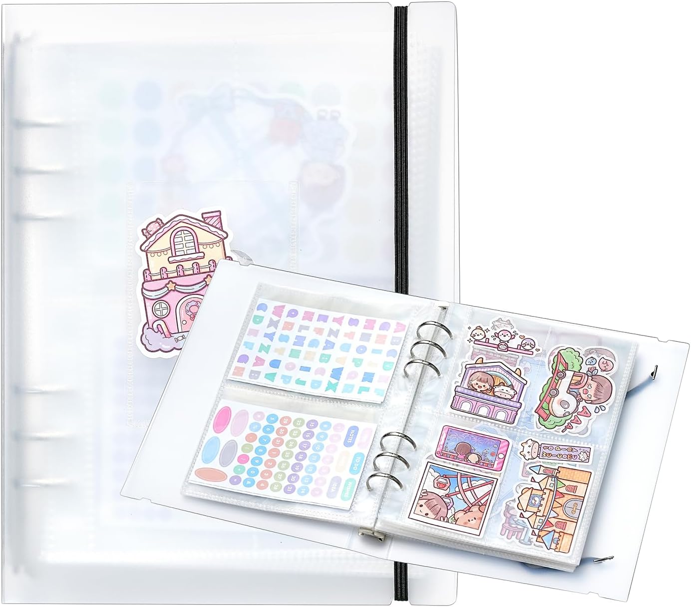 1 álbum de almacenamiento de calcomanías A5, organización de calcomanías para coleccionar libros, fundas para planificadores, organizadores de