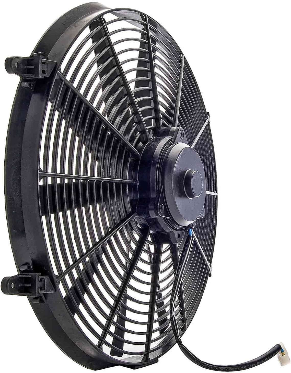 JEGS Ventilador eléctrico universal  16 pulgadas de diámetro  2100 CFM  9 amperios  reversible  perfil bajo  polietileno ligero  incluye cuatro pies