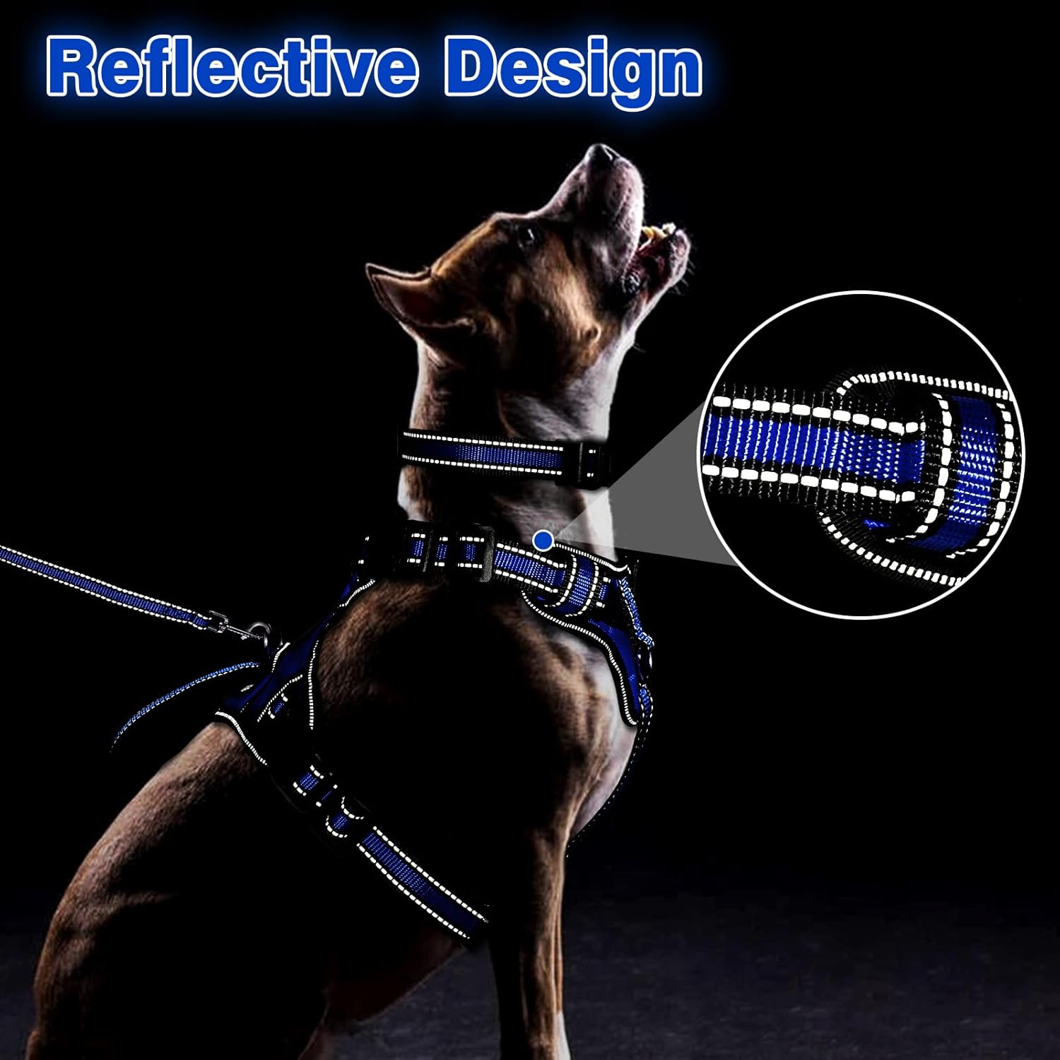 WINSEE Juego de arnés para mascotas, collar y correa, arnés reflectante todo en uno para perro, sin tirones, con hebillas ajustables para cachorros,