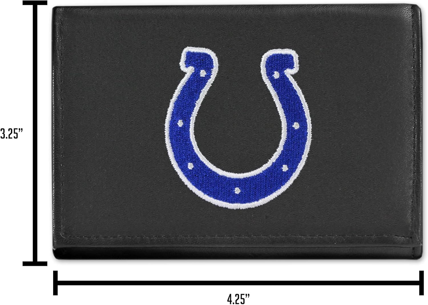 Rico Industries NFL – Cartera de piel auténtica bordada de tres pliegues de 3.25 x 4.25 pulgadas, delgada