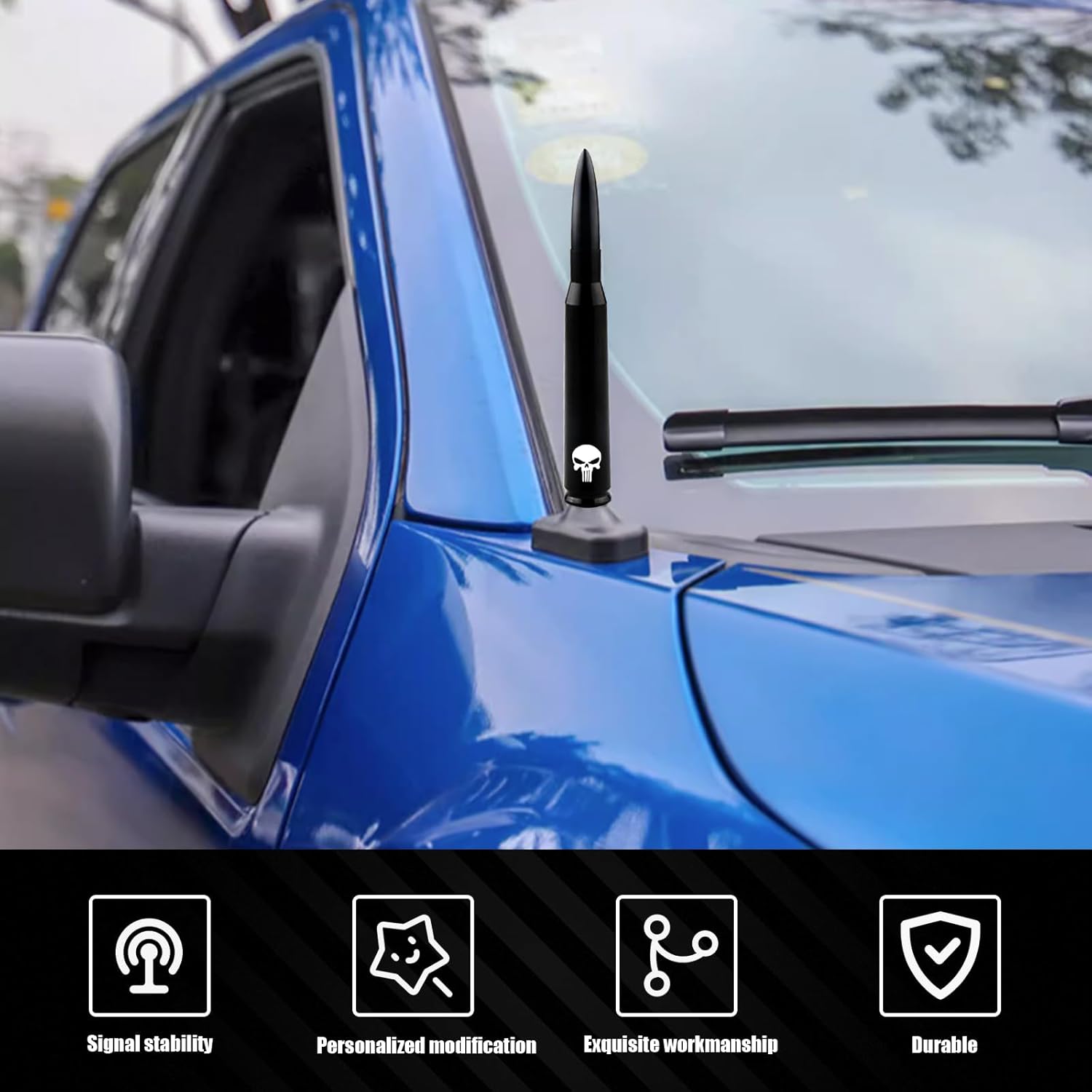 1 antena de bala de 5.4 pulgadas, antena de reacondicionamiento de automóvil para Ford F150, Jeep Wrangler Chevrolet, accesorios resistentes al