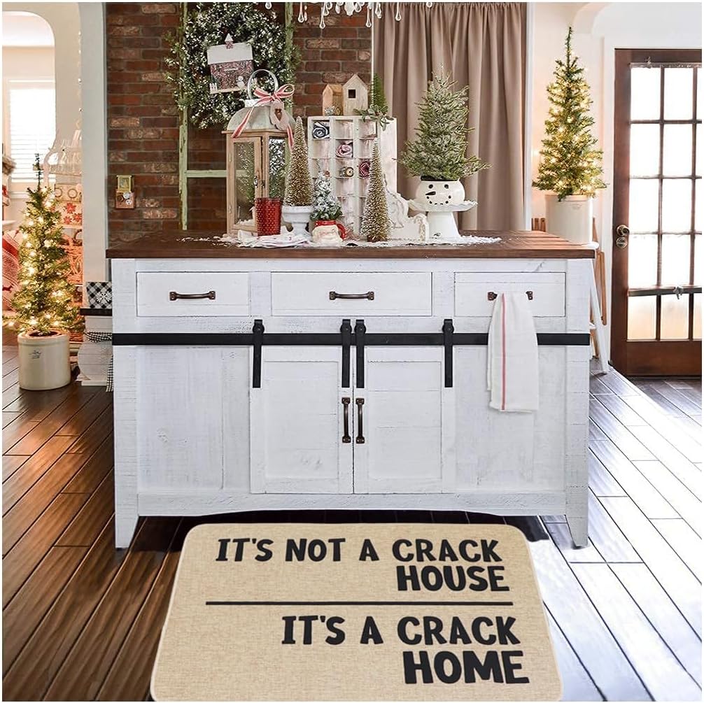 Tapete de bienvenida de granja para puerta delantera, con texto en inglés “It’s Not A Crack House”, divertido tapete de entrada de goma