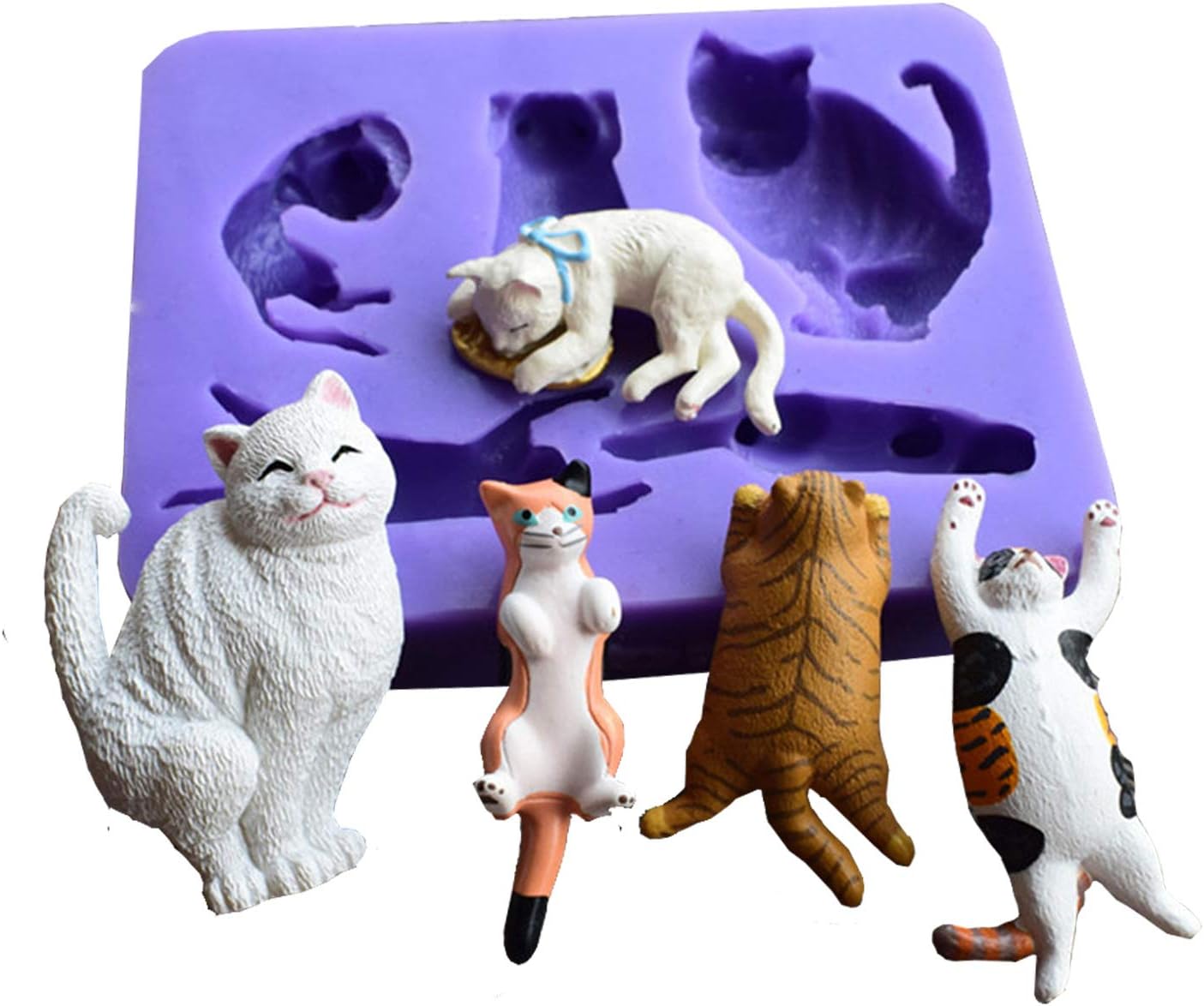 Molde de silicona de gatos lindos, Runloo Cats Cake decoración herramienta, molde de chocolate, molde de fondant molde de silicona de caramelo