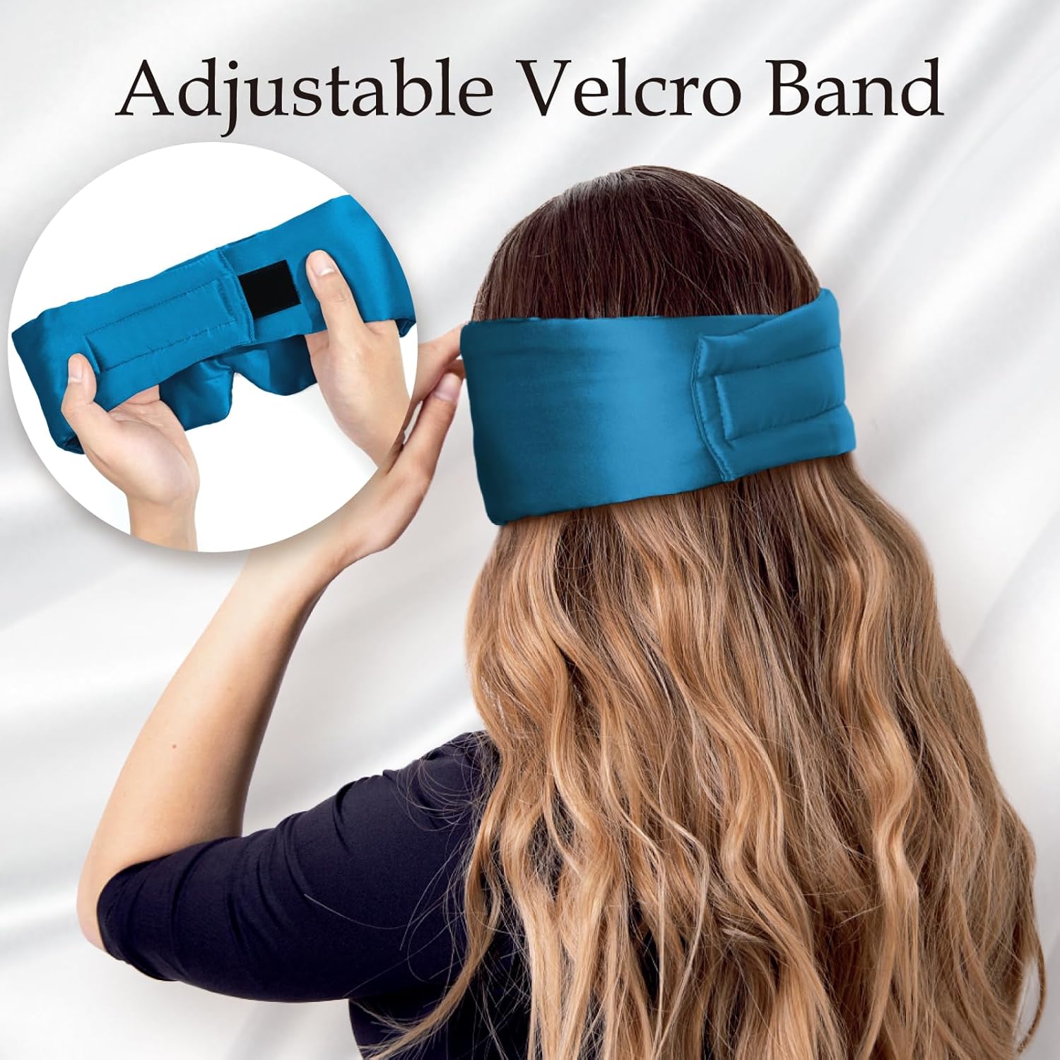 Zenssia Máscara de dormir 100% seda de morera para hombre y mujer con diadema ajustable, máscara de dormir grande de tamaño completo y venda para un
