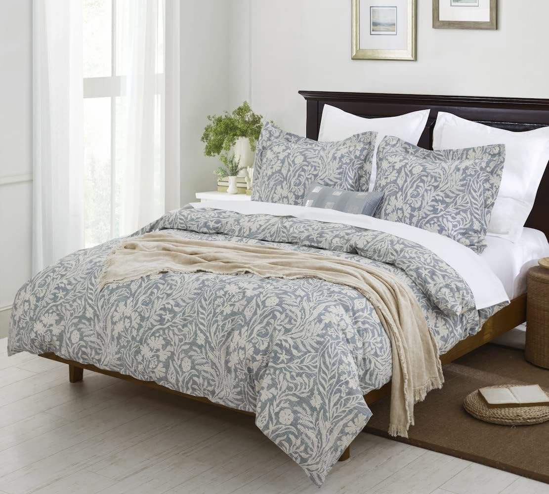 Juego de funda de edredón tamaño California King, funda de 104 x 96 pulgadas + 2 fundas de almohada, juego de ropa de cama de algodón con patrón