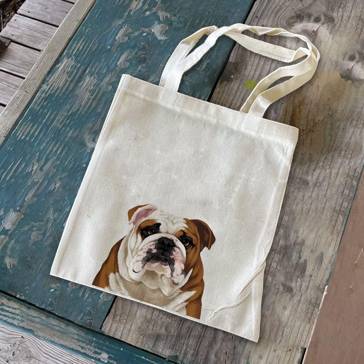 WIRESTER Bolsa de lona para mujeres y niñas, bolsa de playa, bolsa de compras de comestibles, bolsa de hombro escolar, bolsa de viaje – lindo perro
