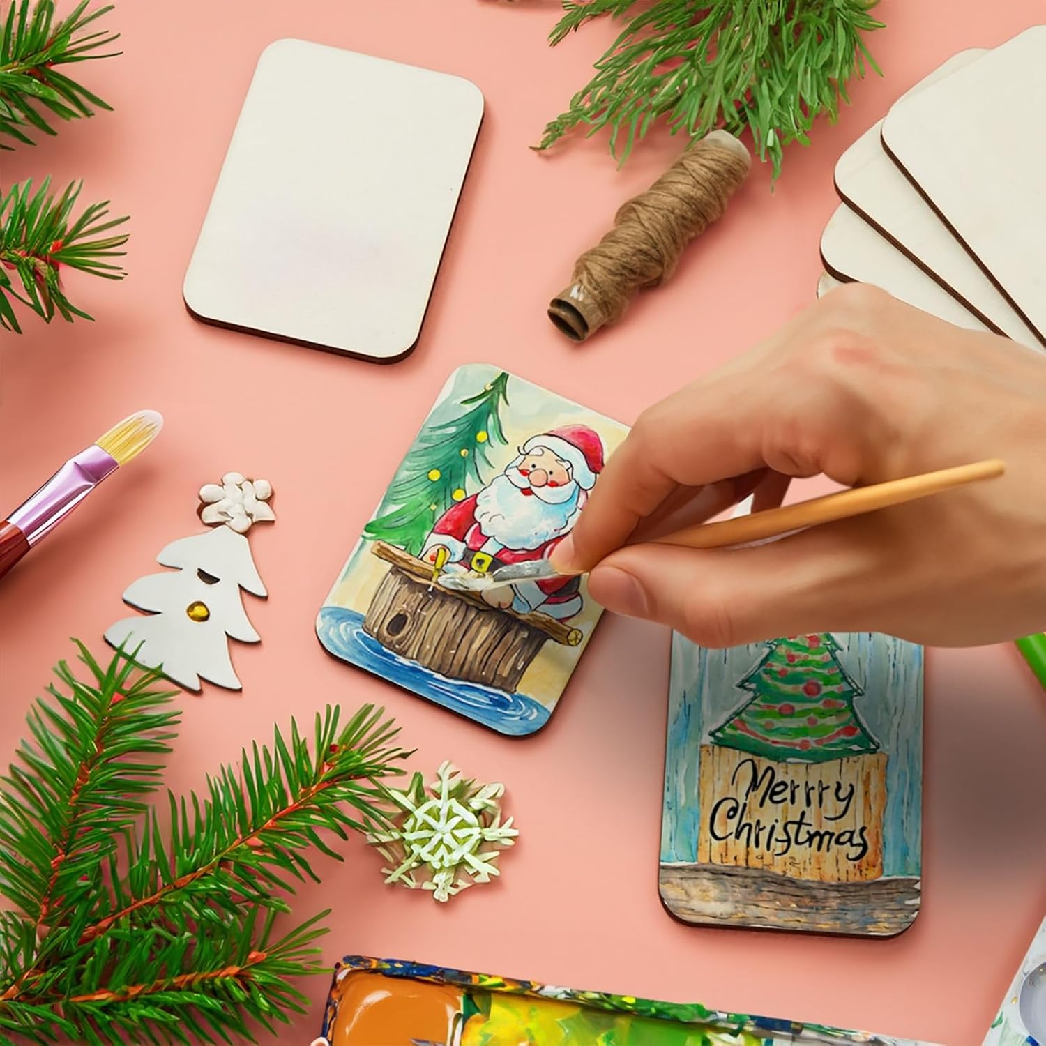 Bright Creations Paquete de 36 rectángulos de madera sin terminar para manualidades, recortes de madera de 2.5 x 3.5 con esquinas redondeadas para